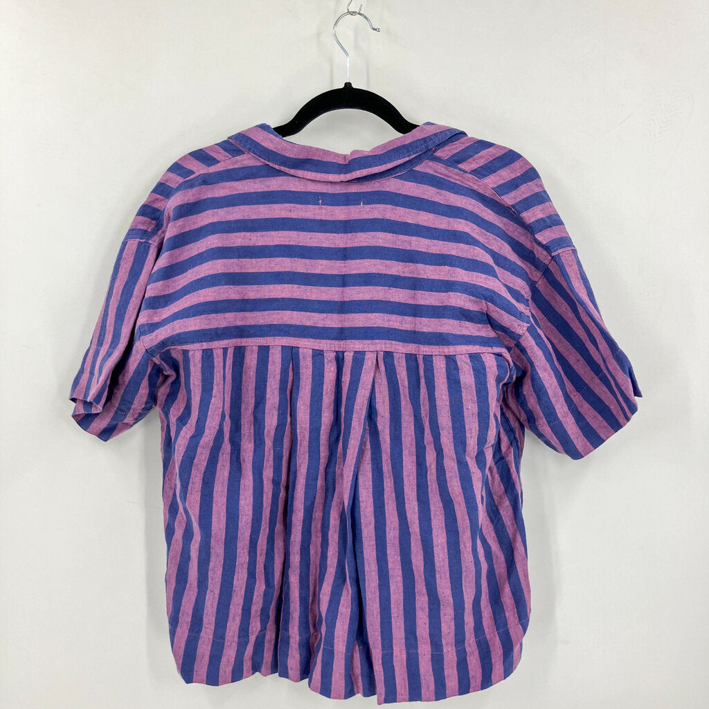 Striped Linen Blend Button Down