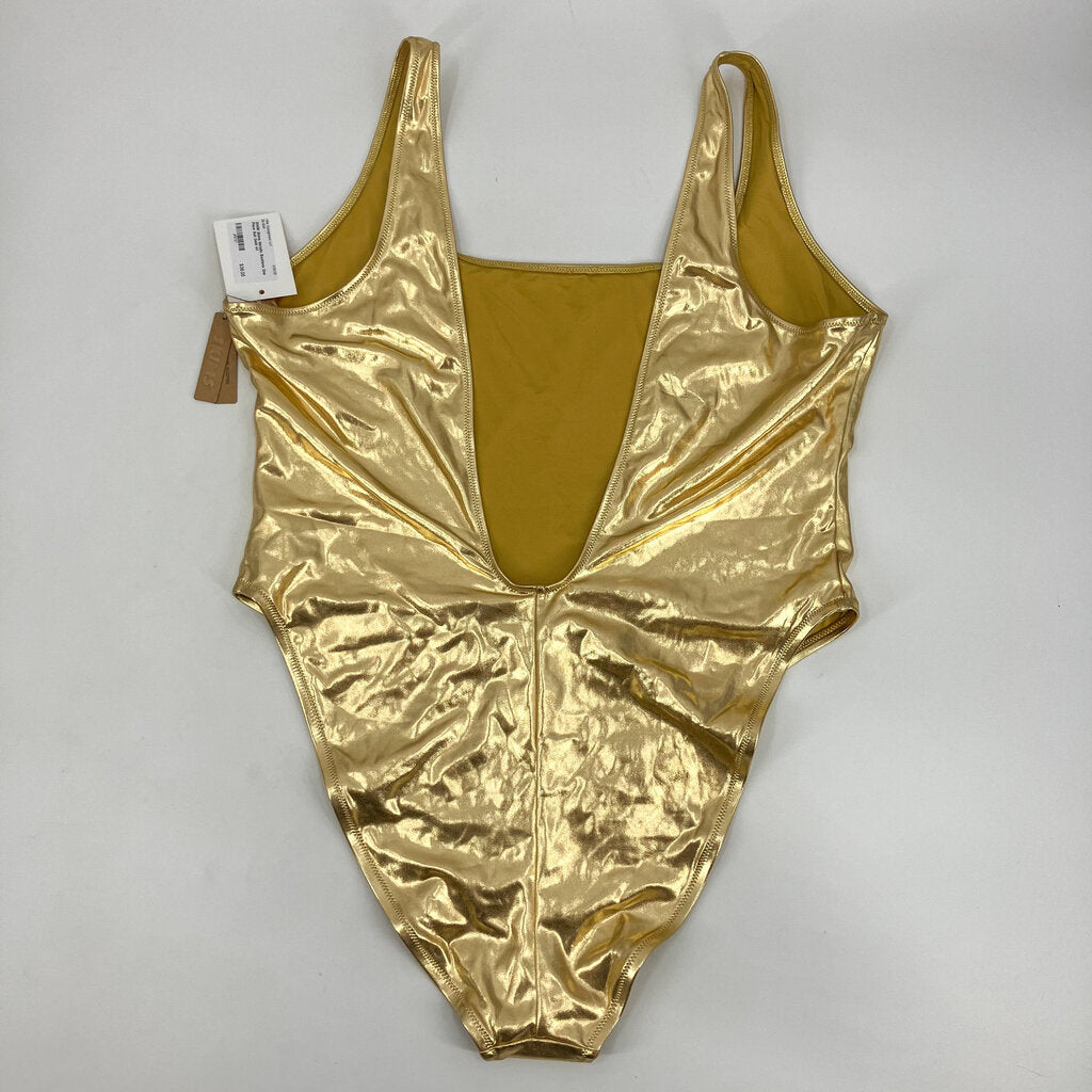 Metallic Backless One Piece Suit