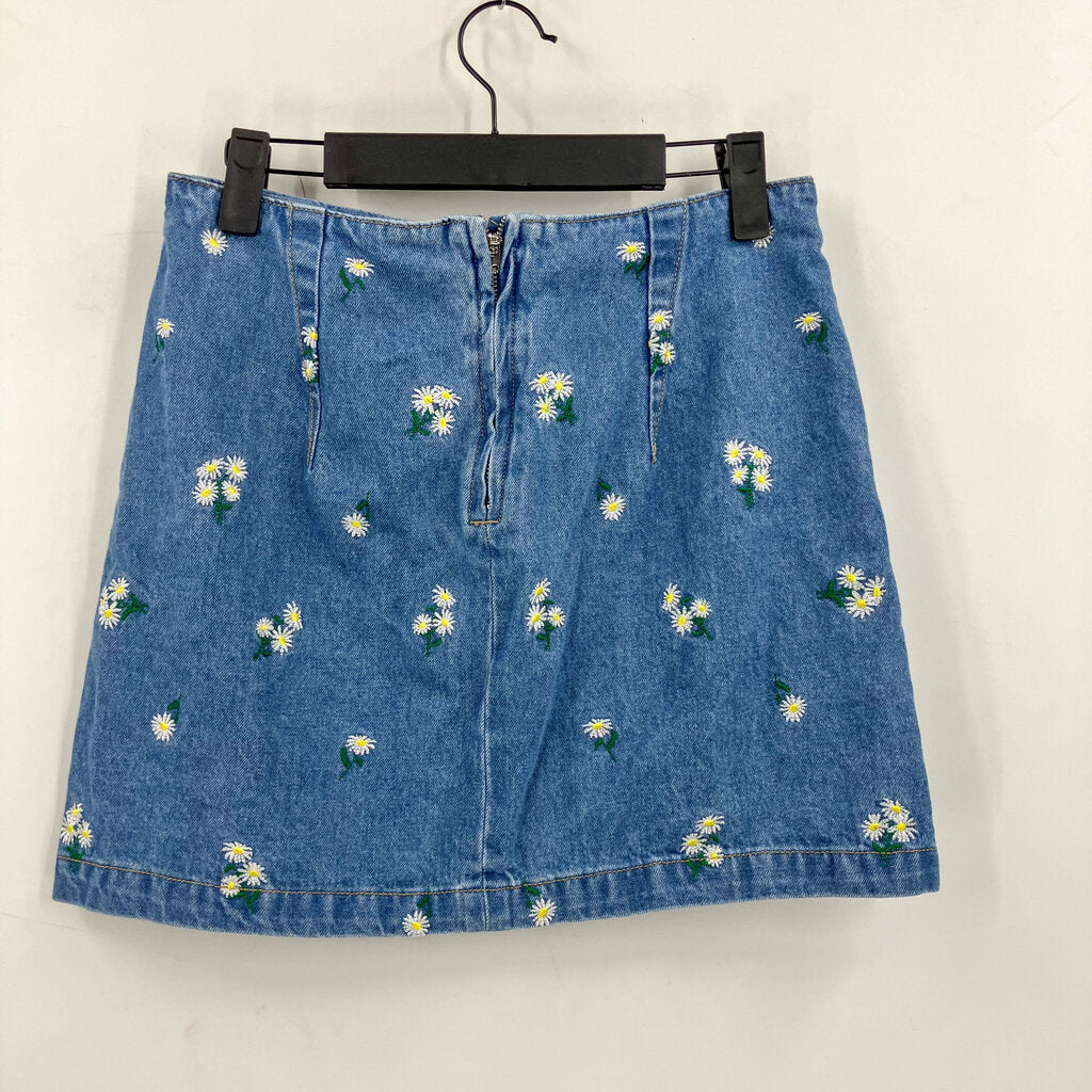 Floral Embroidered Denim Mini
