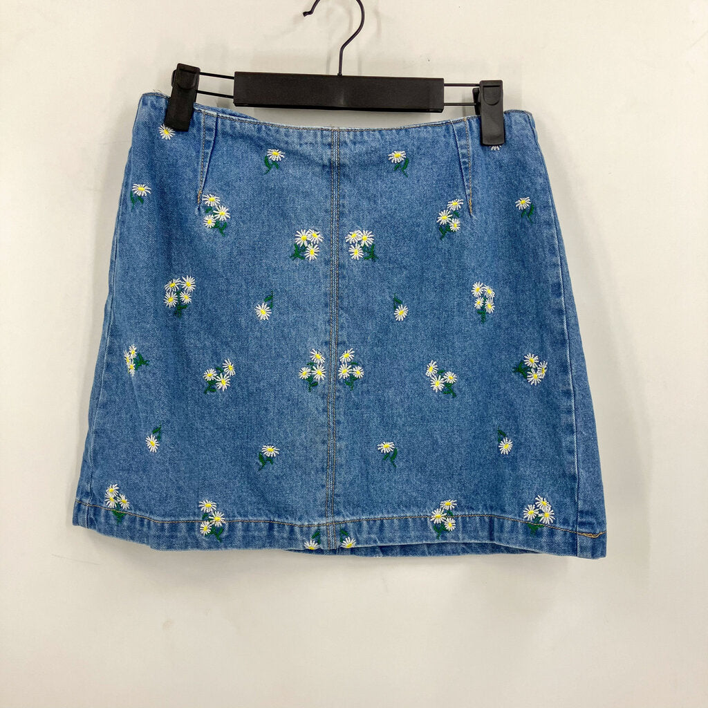 Floral Embroidered Denim Mini