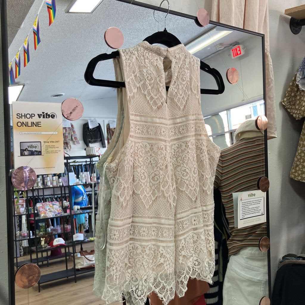 Lace high neck tank