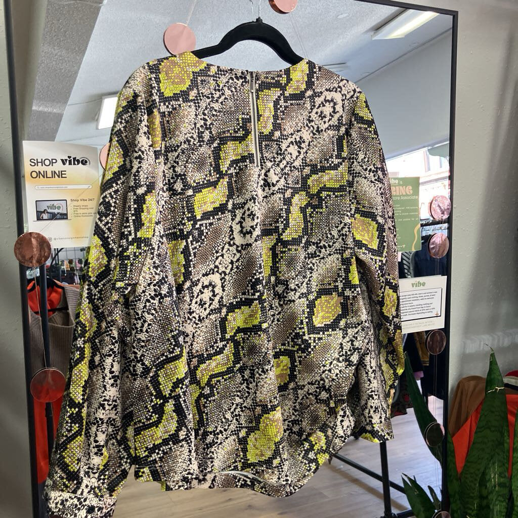 snake skin long sleeve blouse