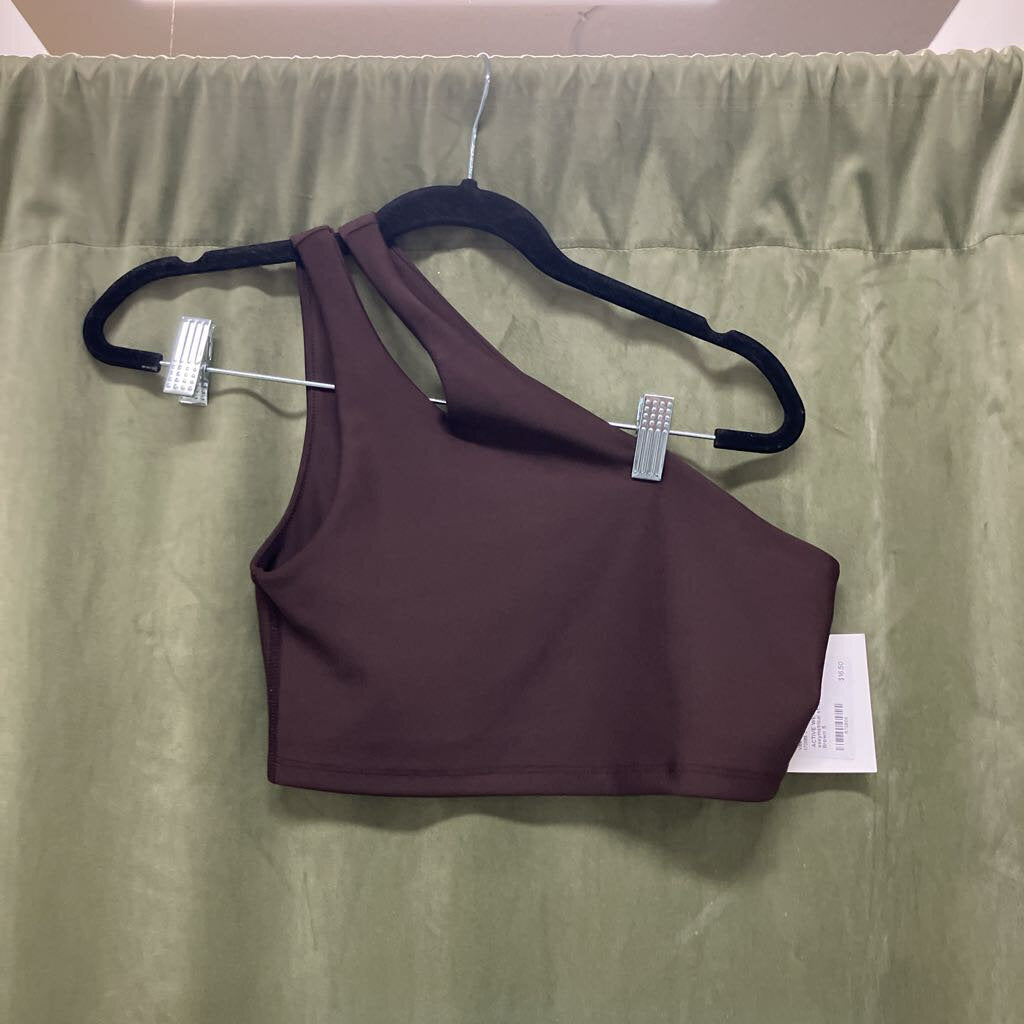 assymetrical strap sports bra