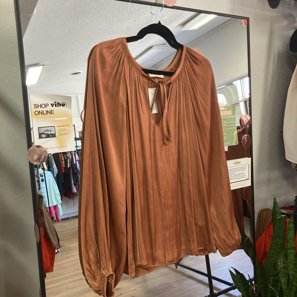 Tie Front Long Sleeve Blouse