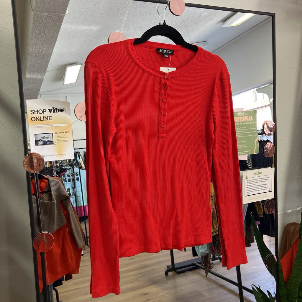 ribbed button long sleeve