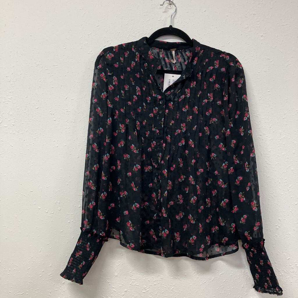 floral sheer button up