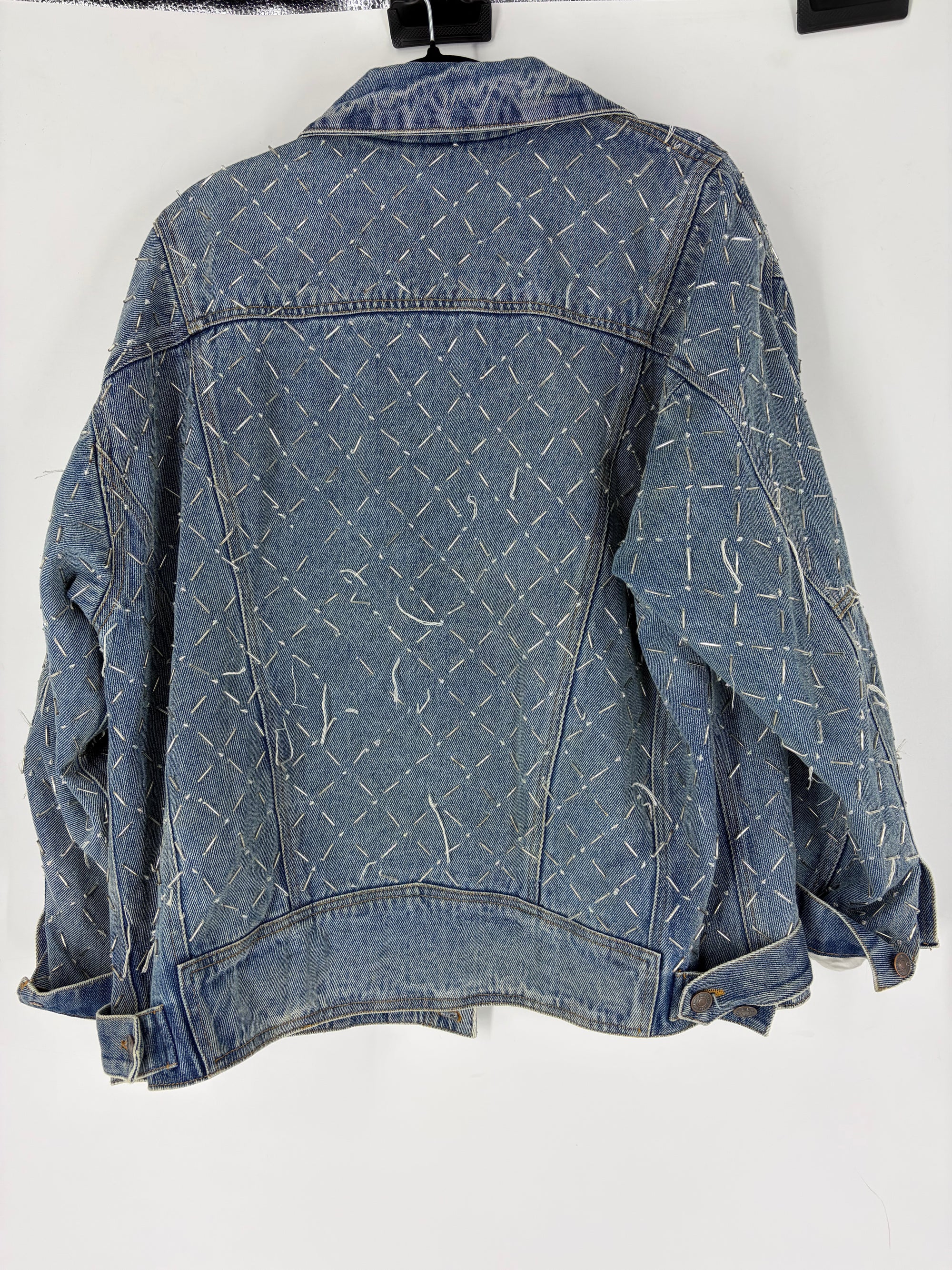 blue Free People embellished denim jacket, L