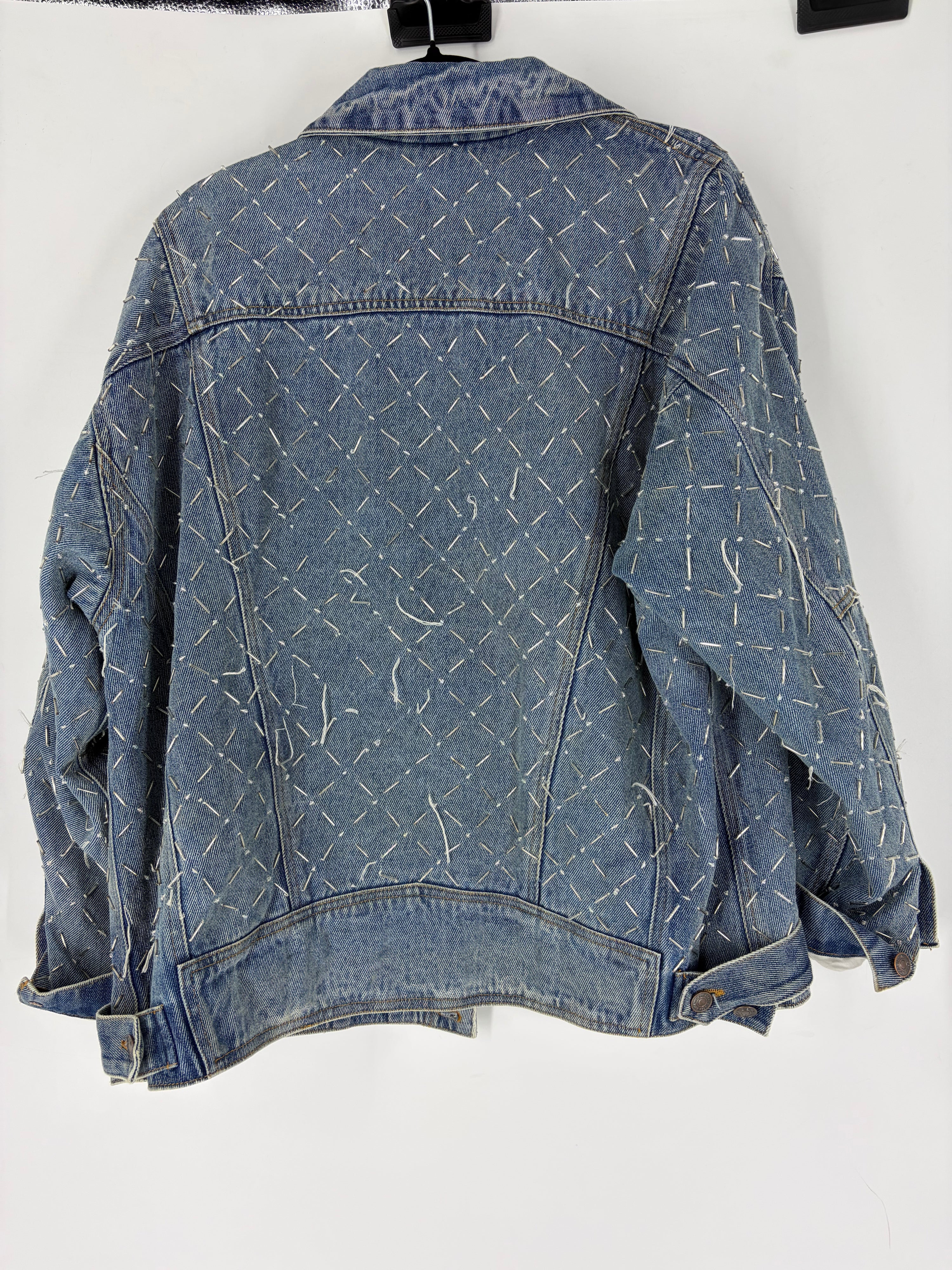 blue Free People embellished denim jacket, L