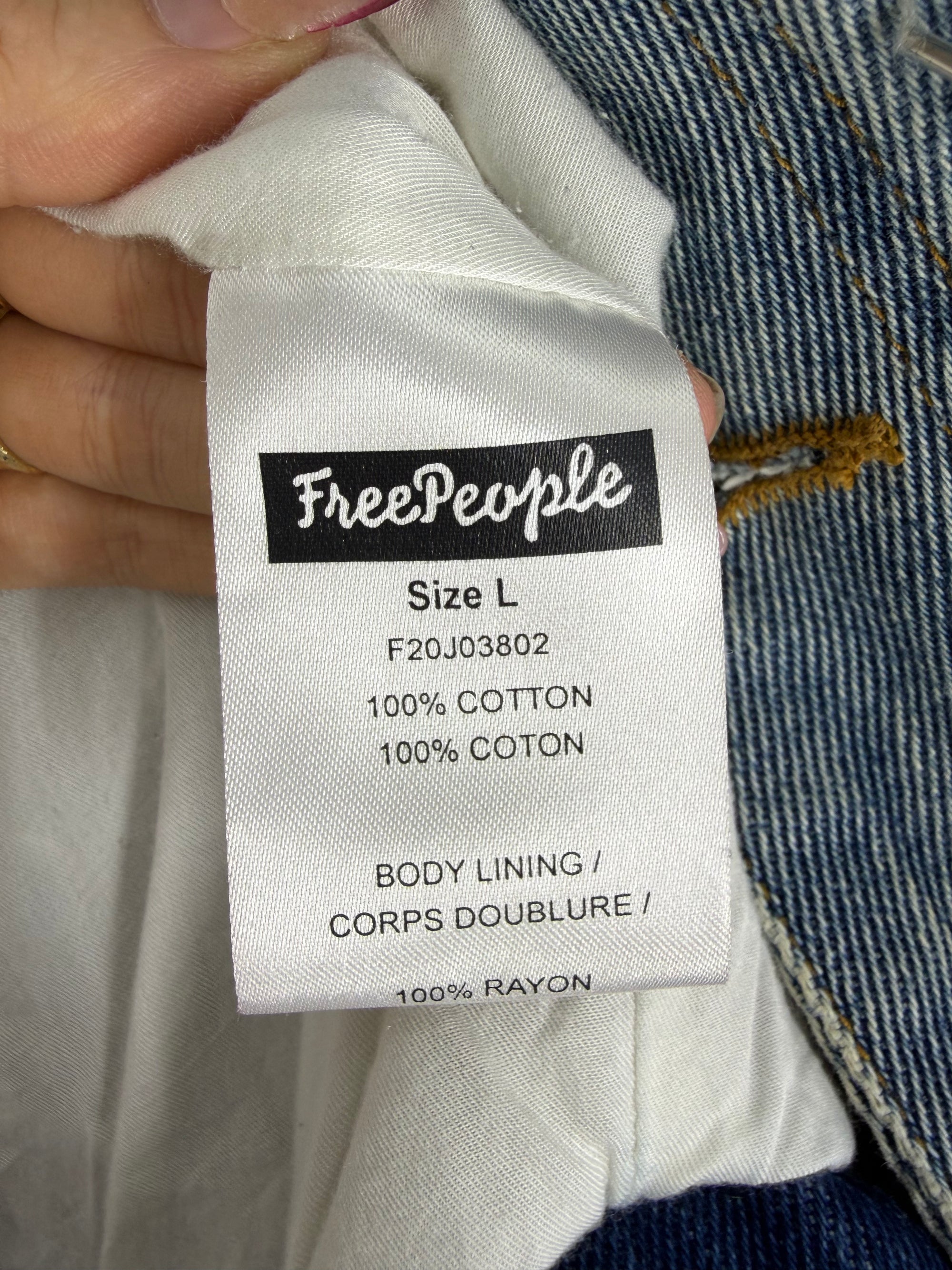 blue Free People embellished denim jacket, L