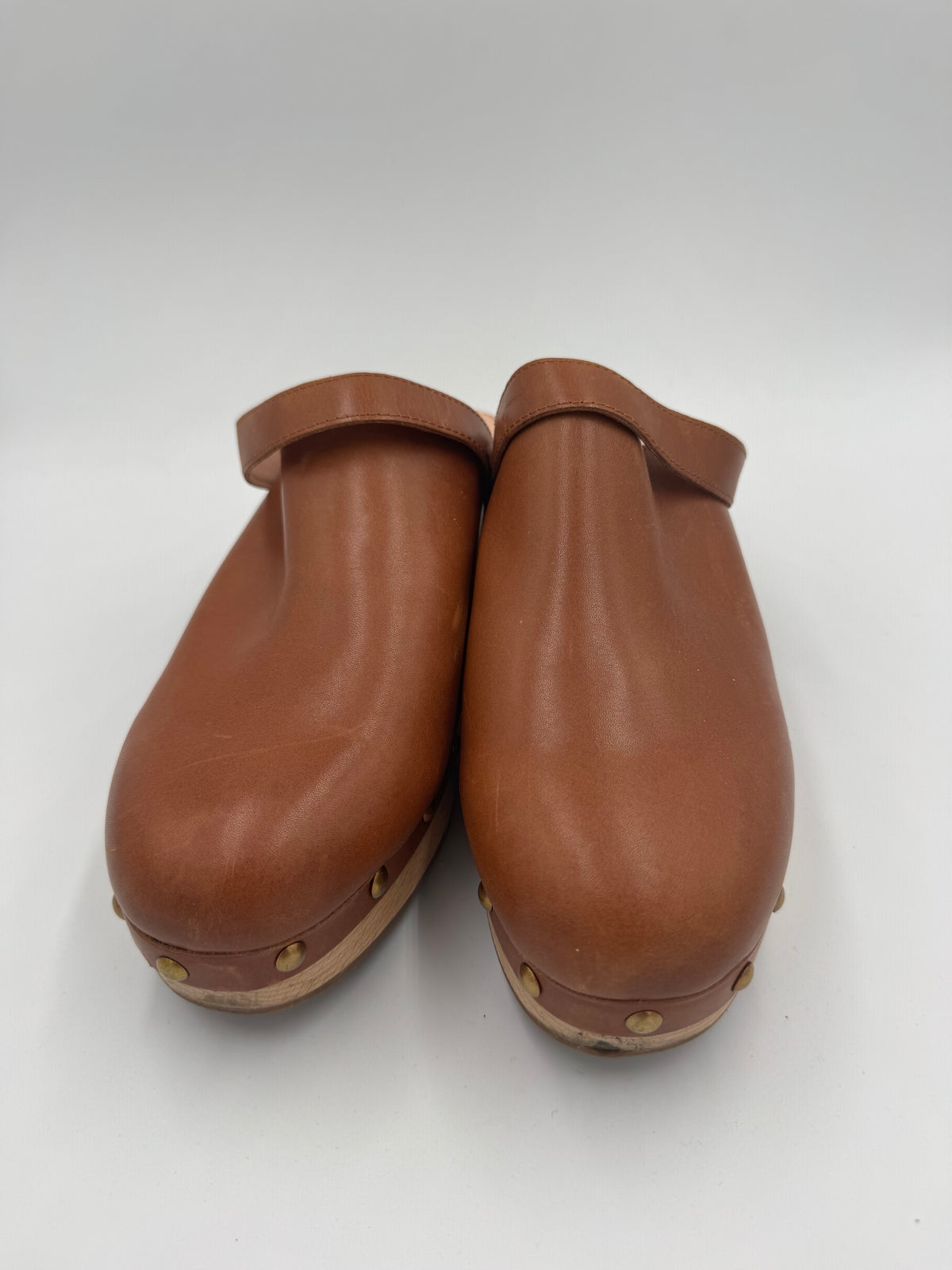 Brown J. Crew Leather Mules, 8.5