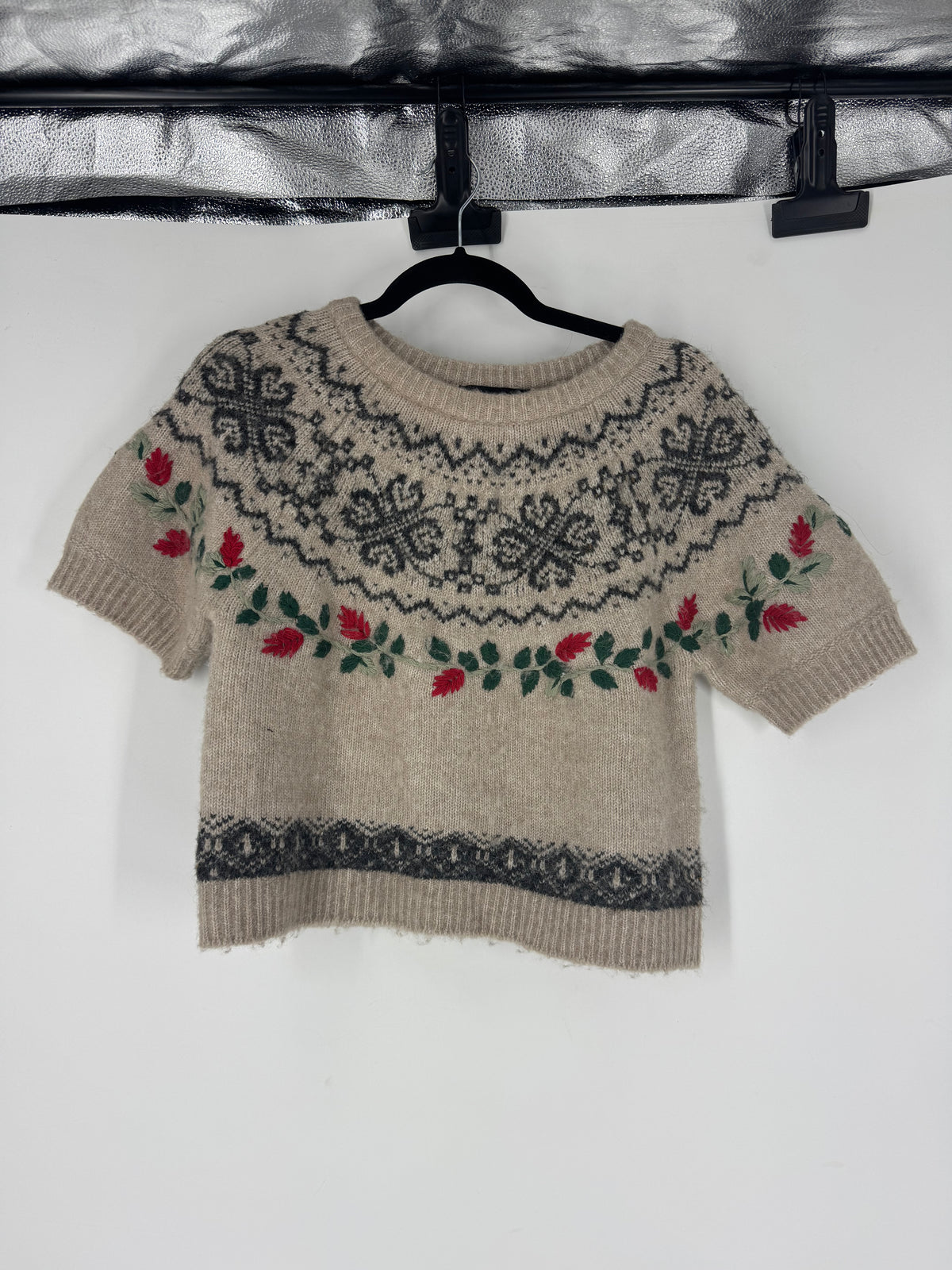brown Zara crop short sleeve, S