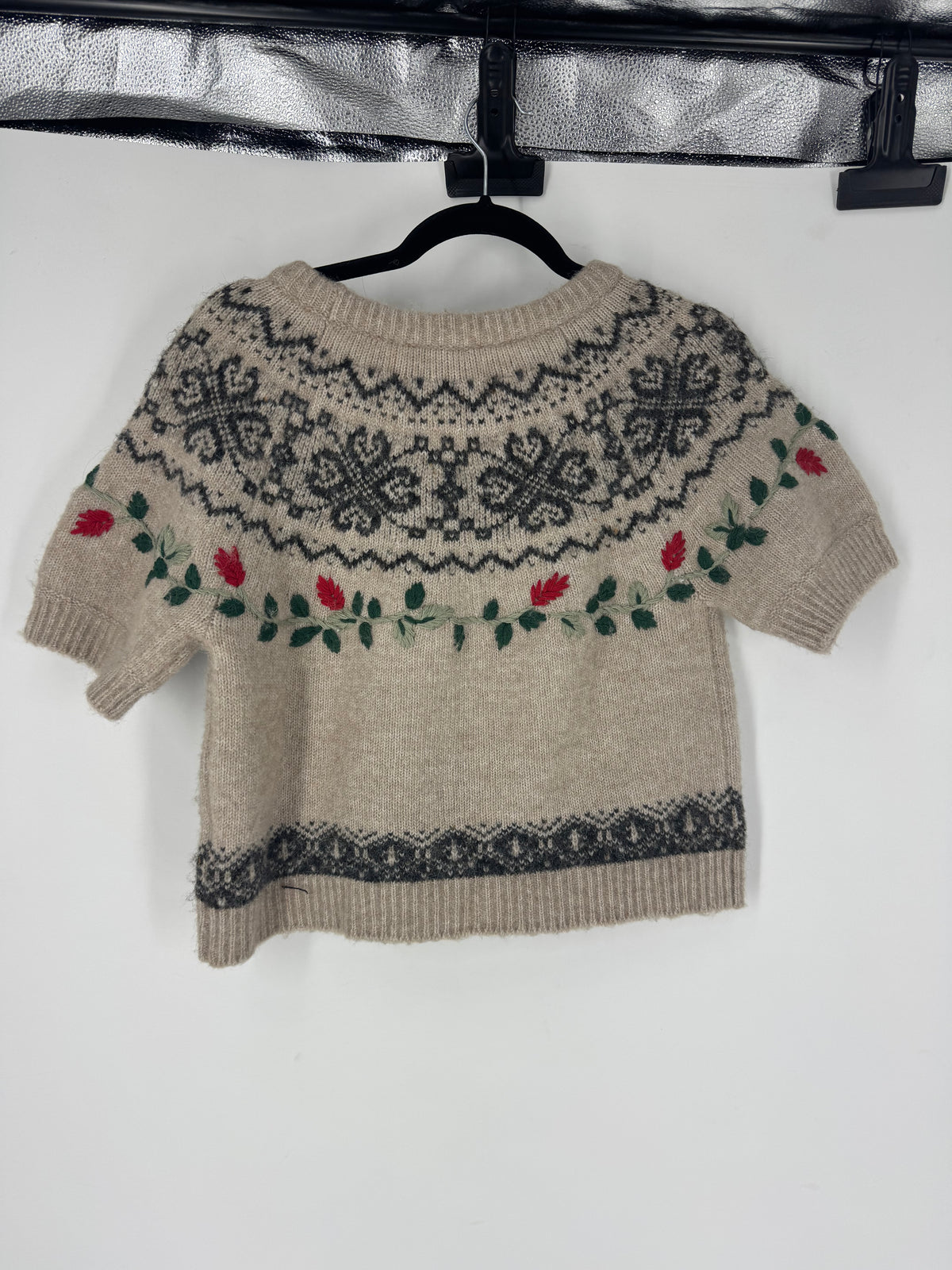 brown Zara crop short sleeve, S