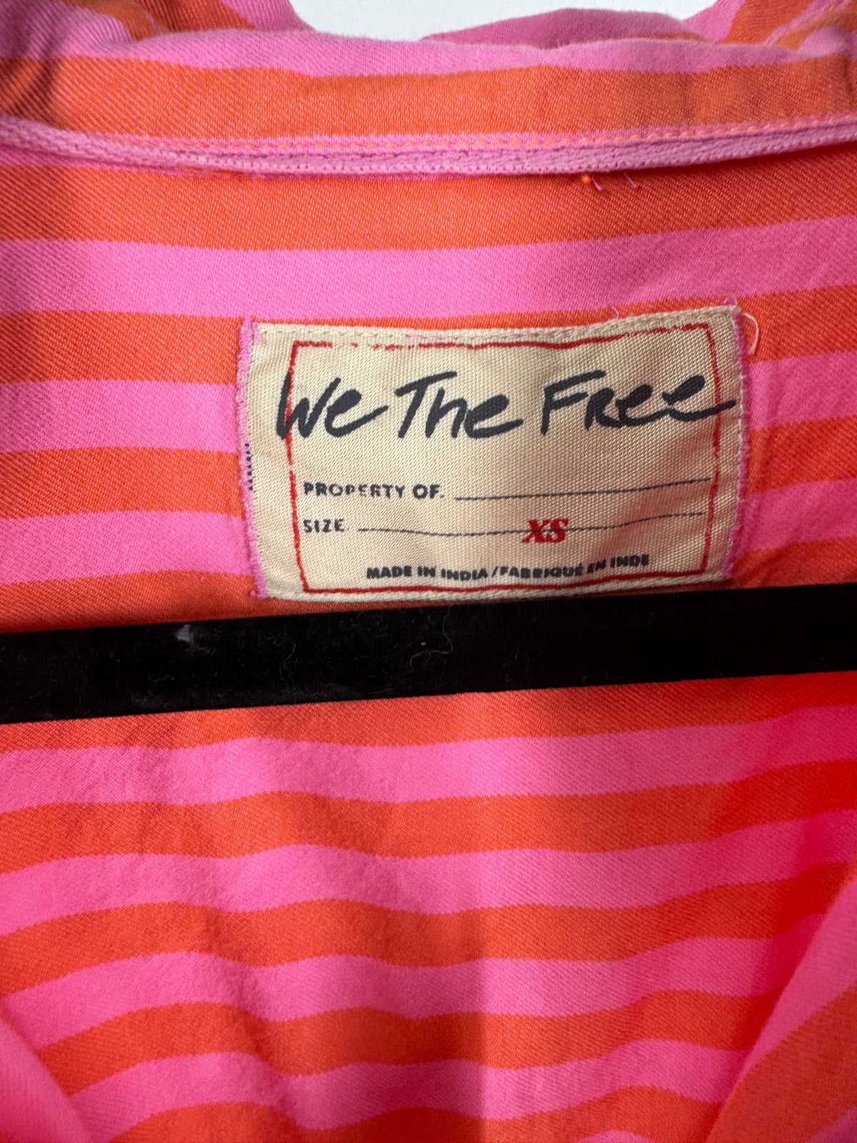 Pink Free People striped button down, XS