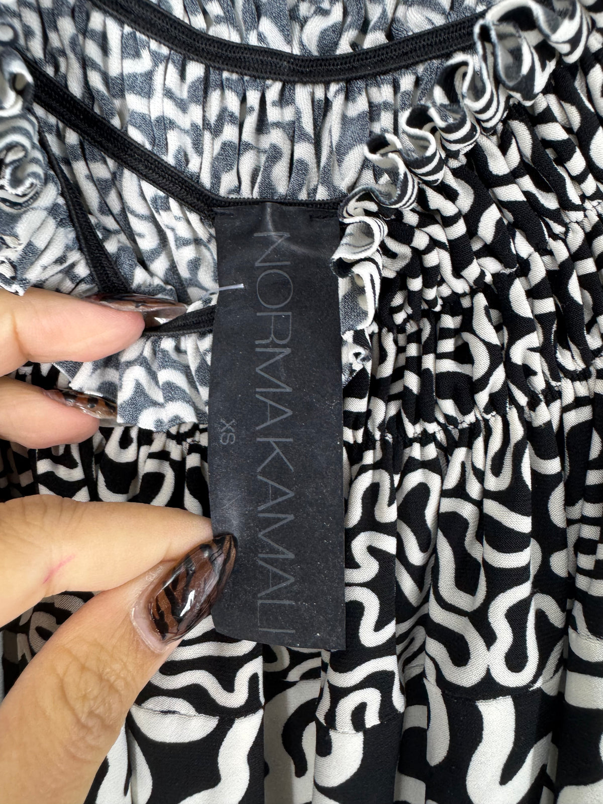 Black Norma Kamali patterned mini, XS