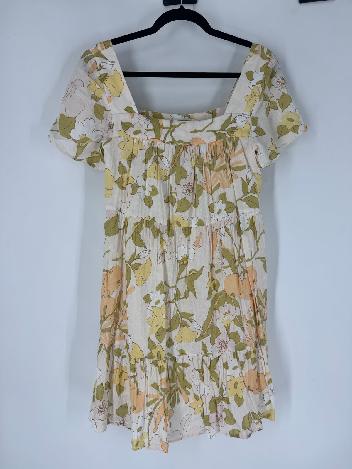 Orange Rails floral ruffle sleeve mini, S