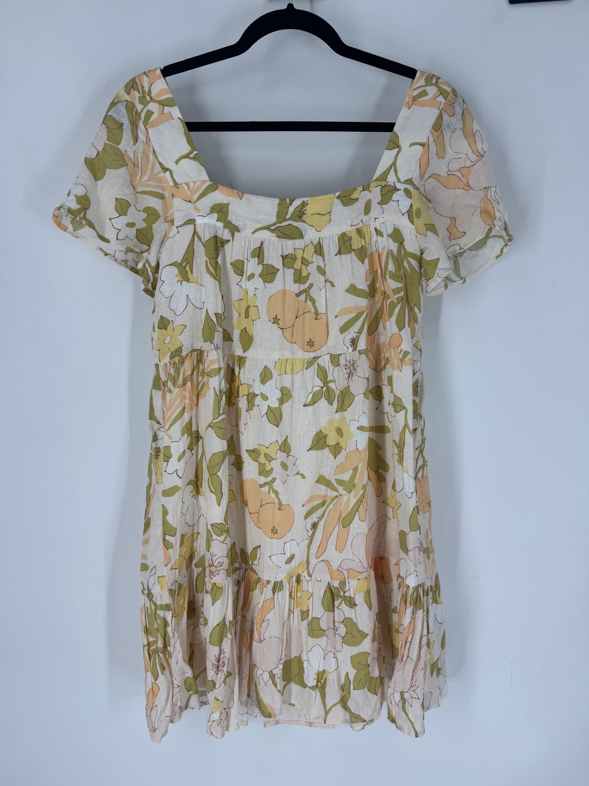 Orange Rails floral ruffle sleeve mini, S