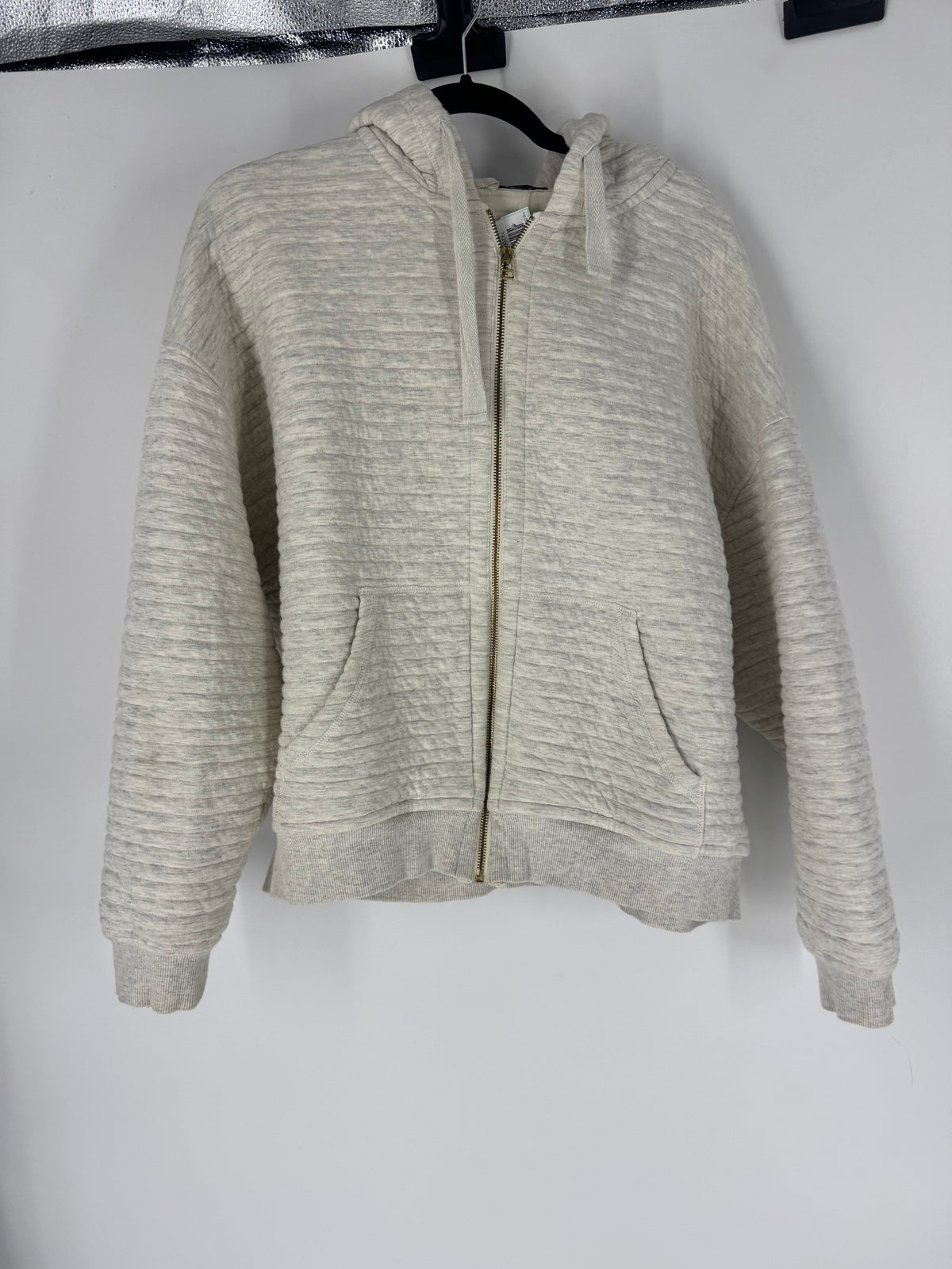 Cream ATM Cotton hooded zip up, M