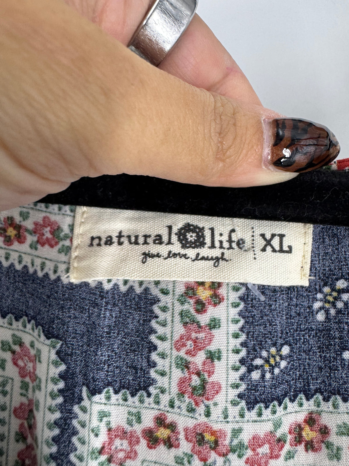 Blue Natural Life Floral Square Pattern Maxi, XL