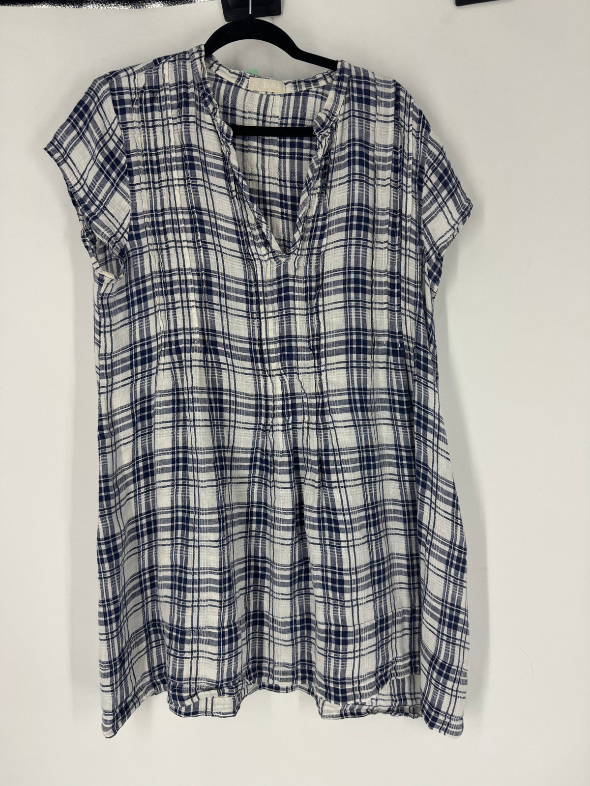 Blue/White CP Shades Gingham v-neck midi, L