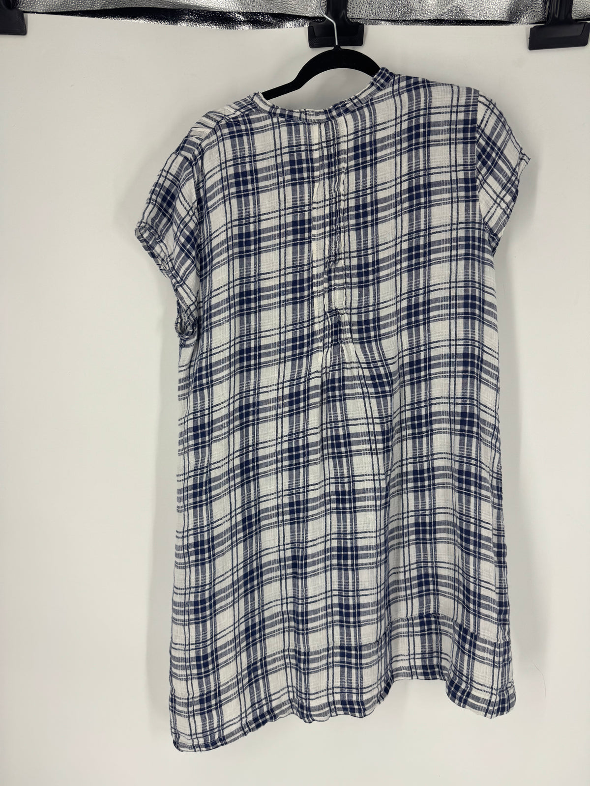 Blue/White CP Shades Gingham v-neck midi, L