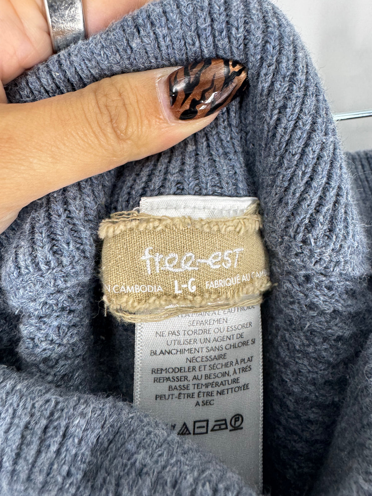Blue Free People Waffle Knit Set, L