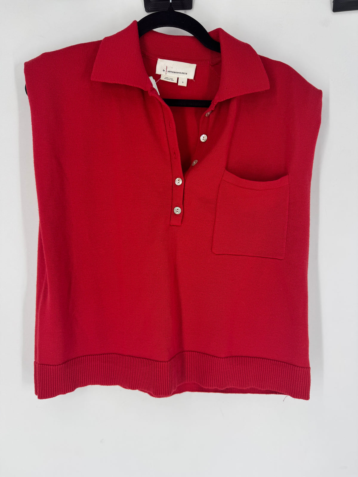 Red Anthropologie knit polo, S