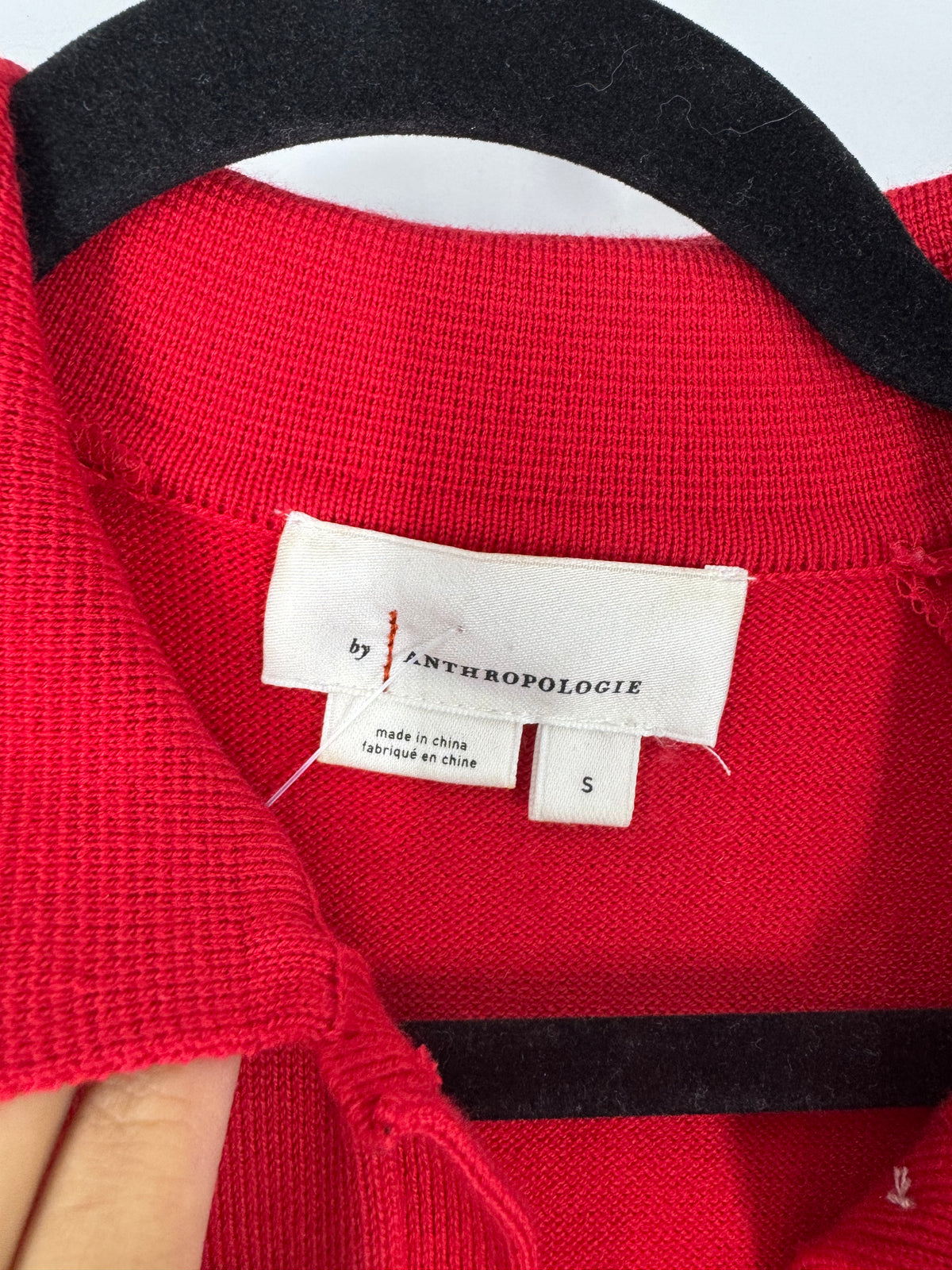 Red Anthropologie knit polo, S