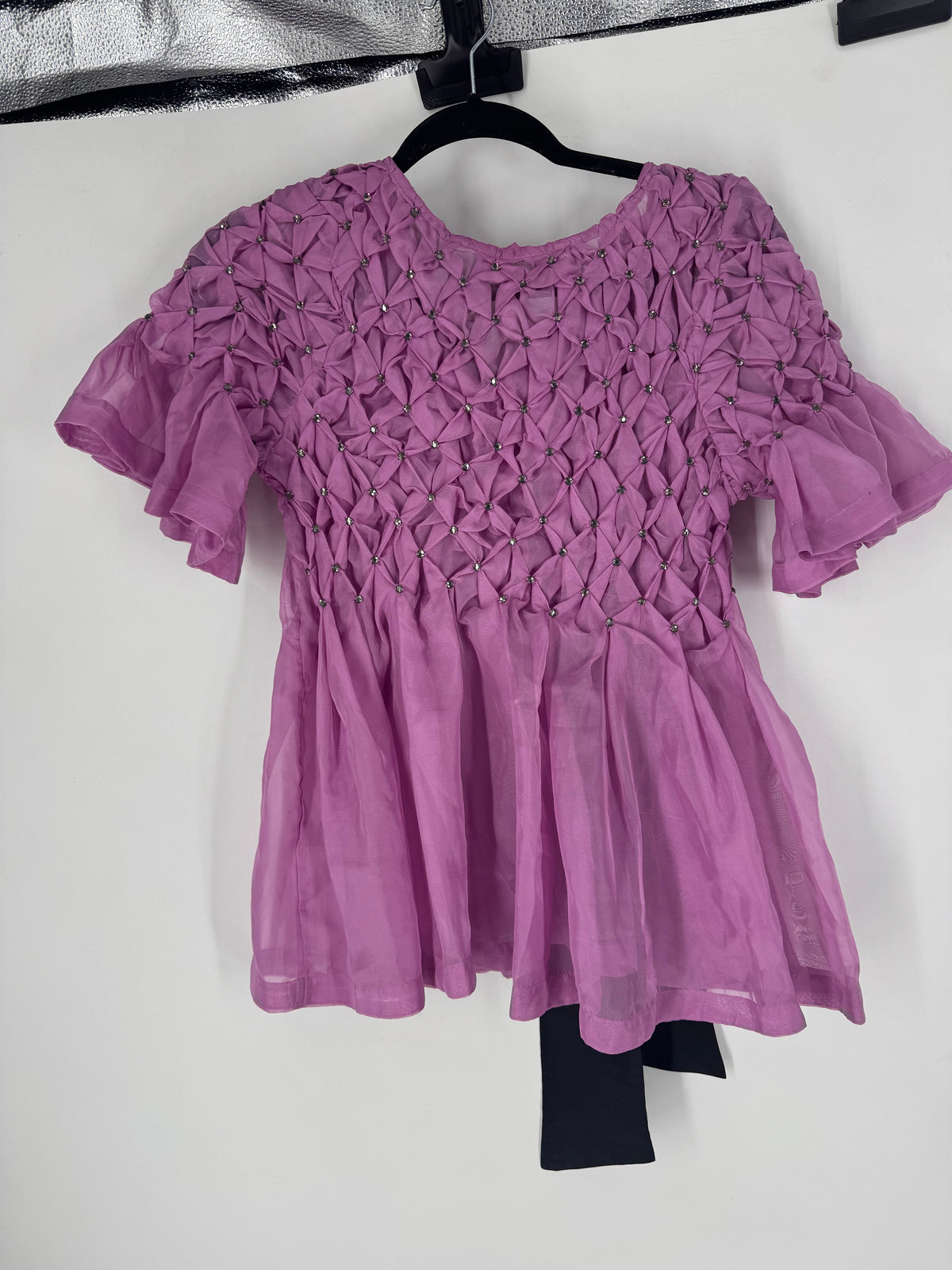 Pink Maeve rhinestone sheer top, XXS