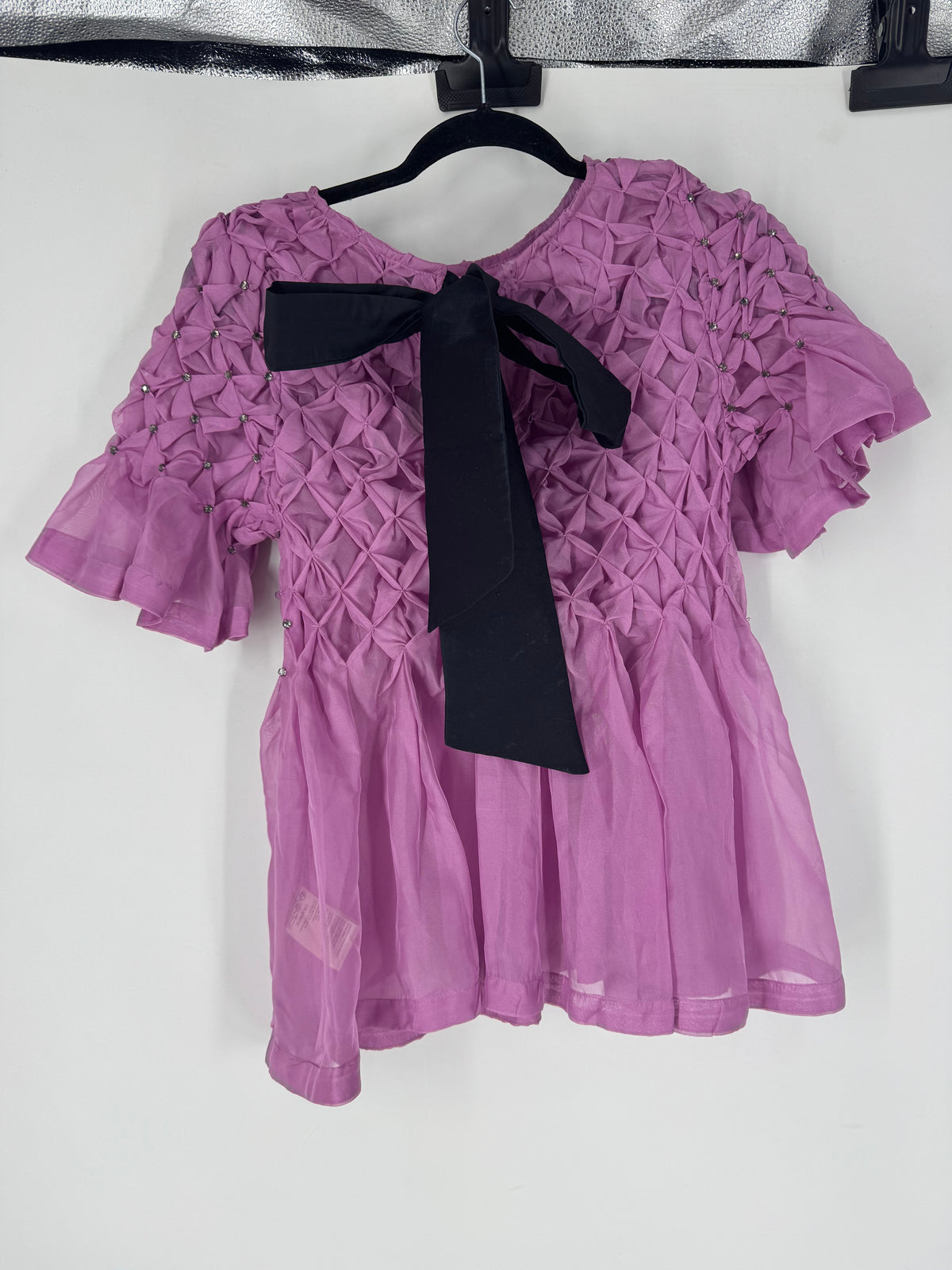 Pink Maeve rhinestone sheer top, XXS