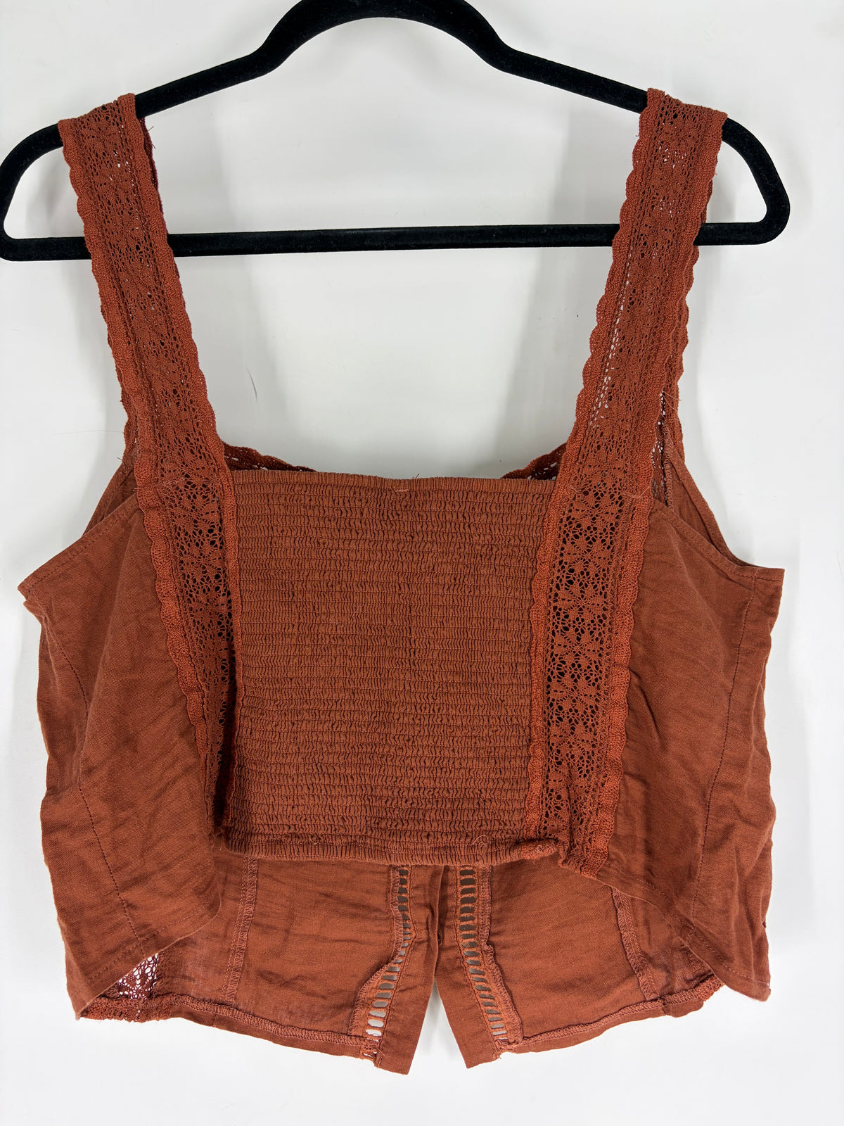 Red Free People lace trim tank, L