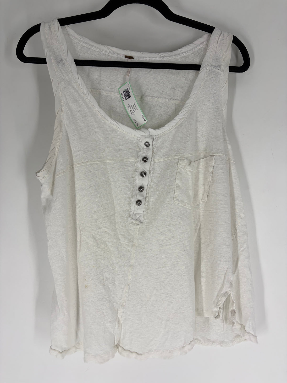 White Free People Flowly quarter button down tank, M