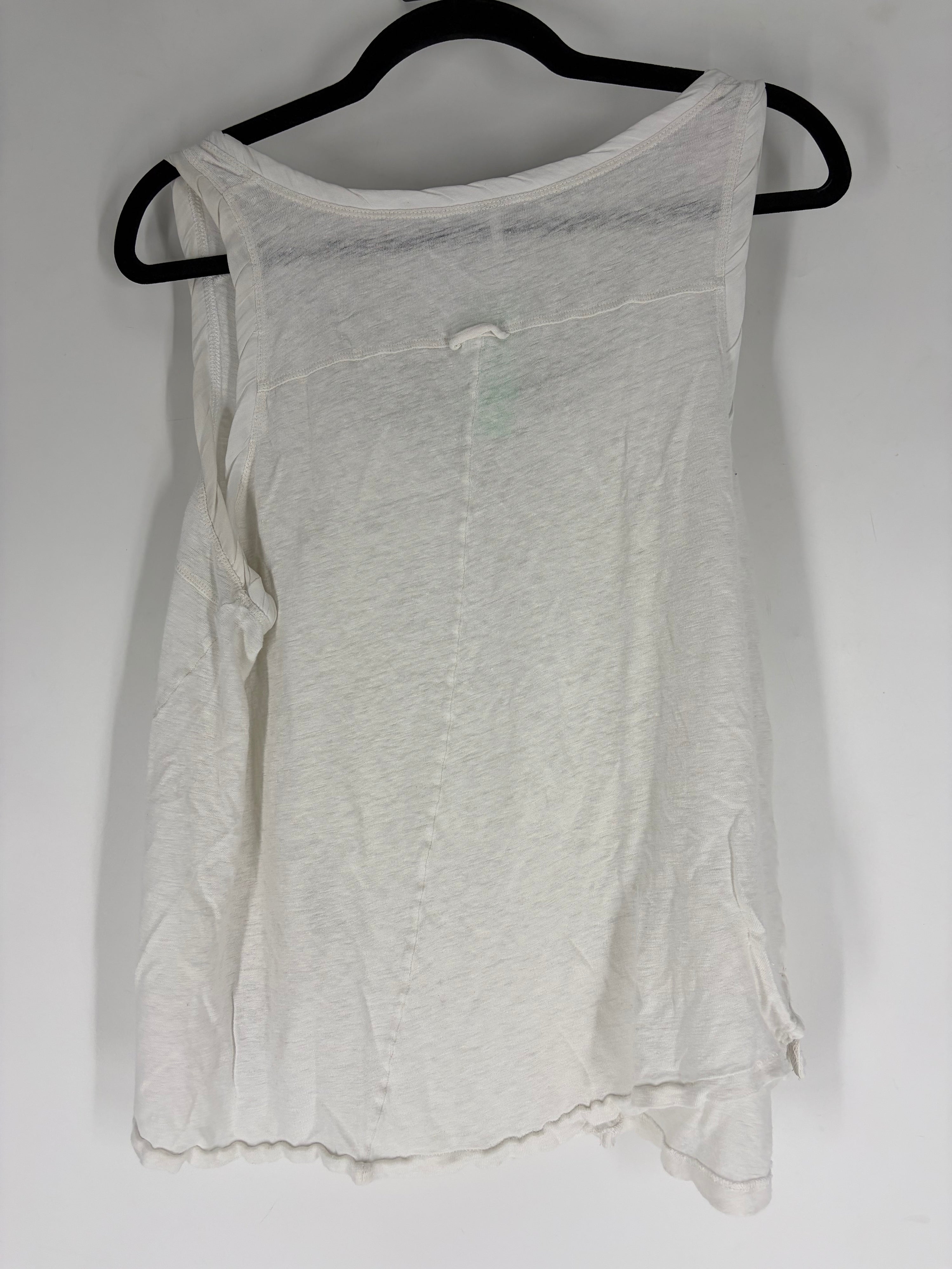 White Free People Flowly quarter button down tank, M