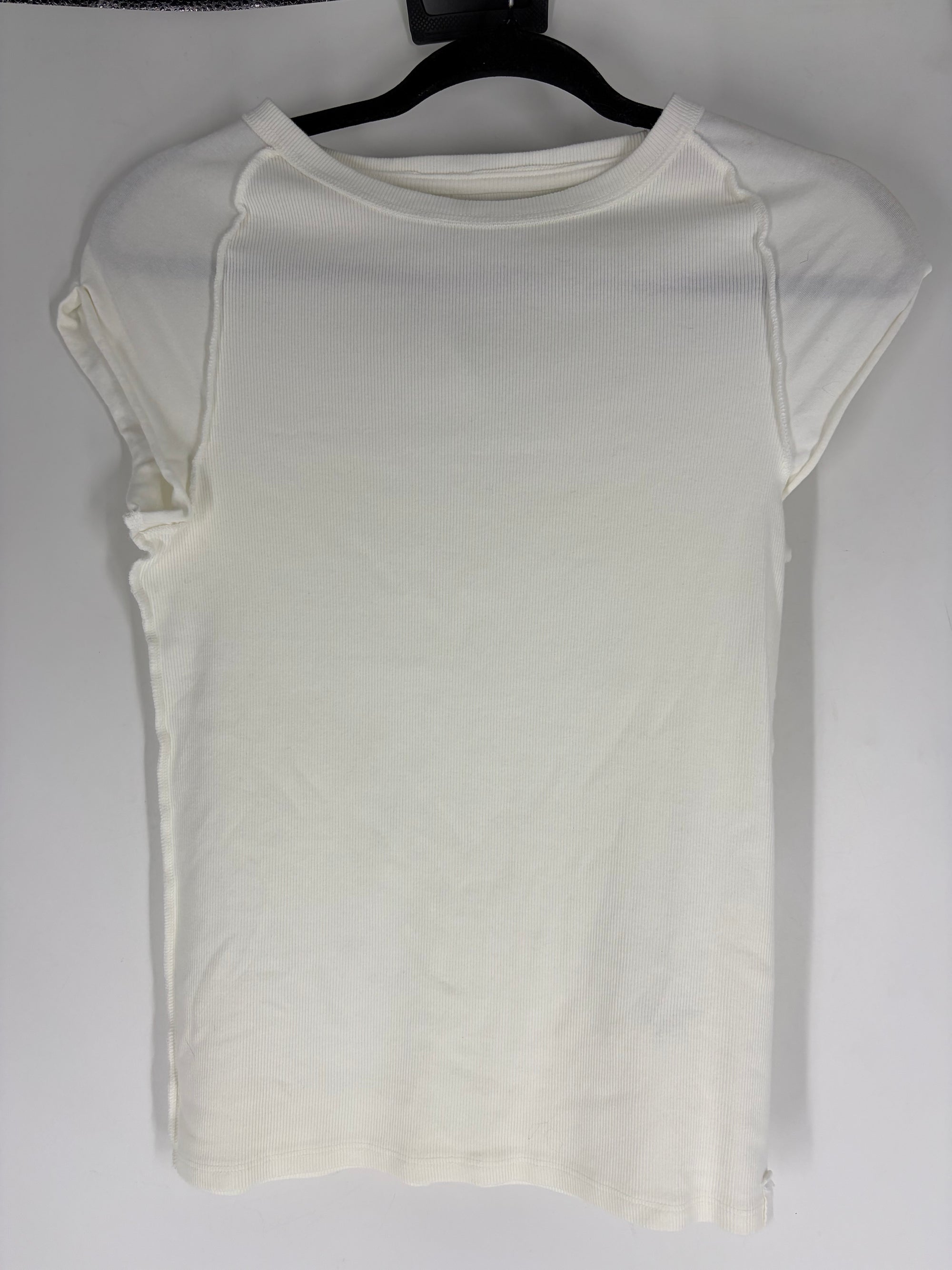 white Free People ribbed tee, M