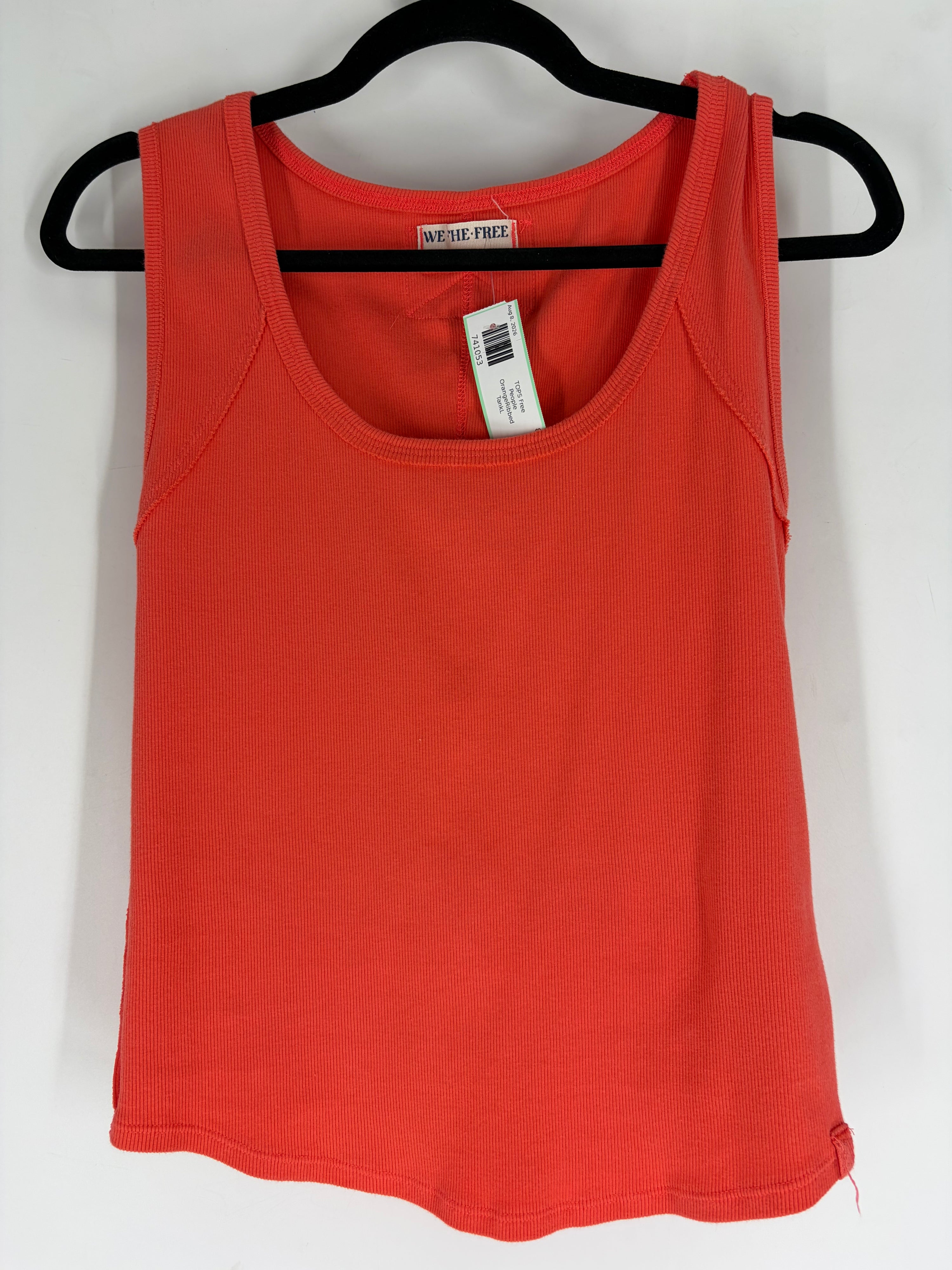Orange Free People Ribbed Tank, L