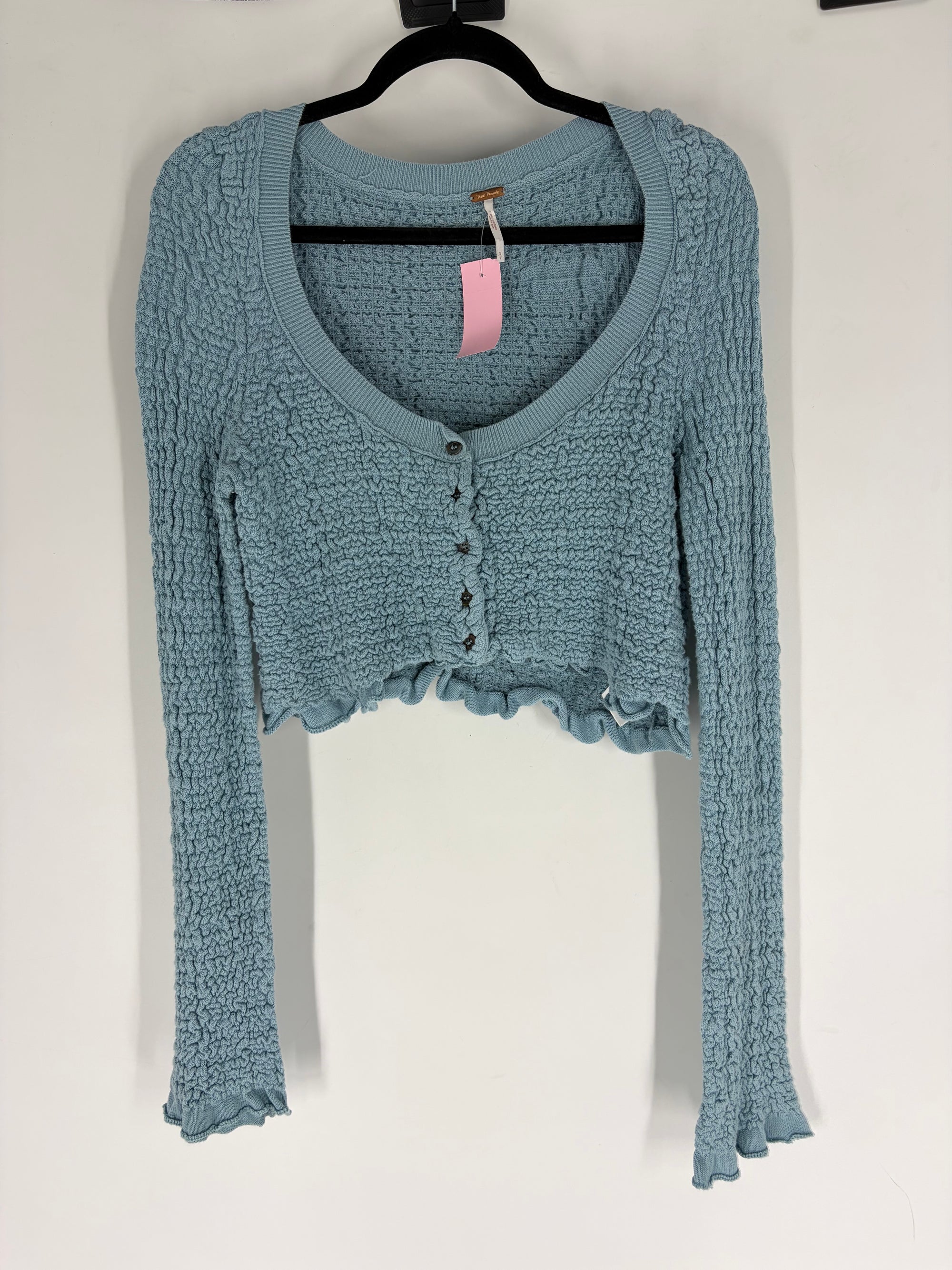 Blue Free People textured cardigan, S