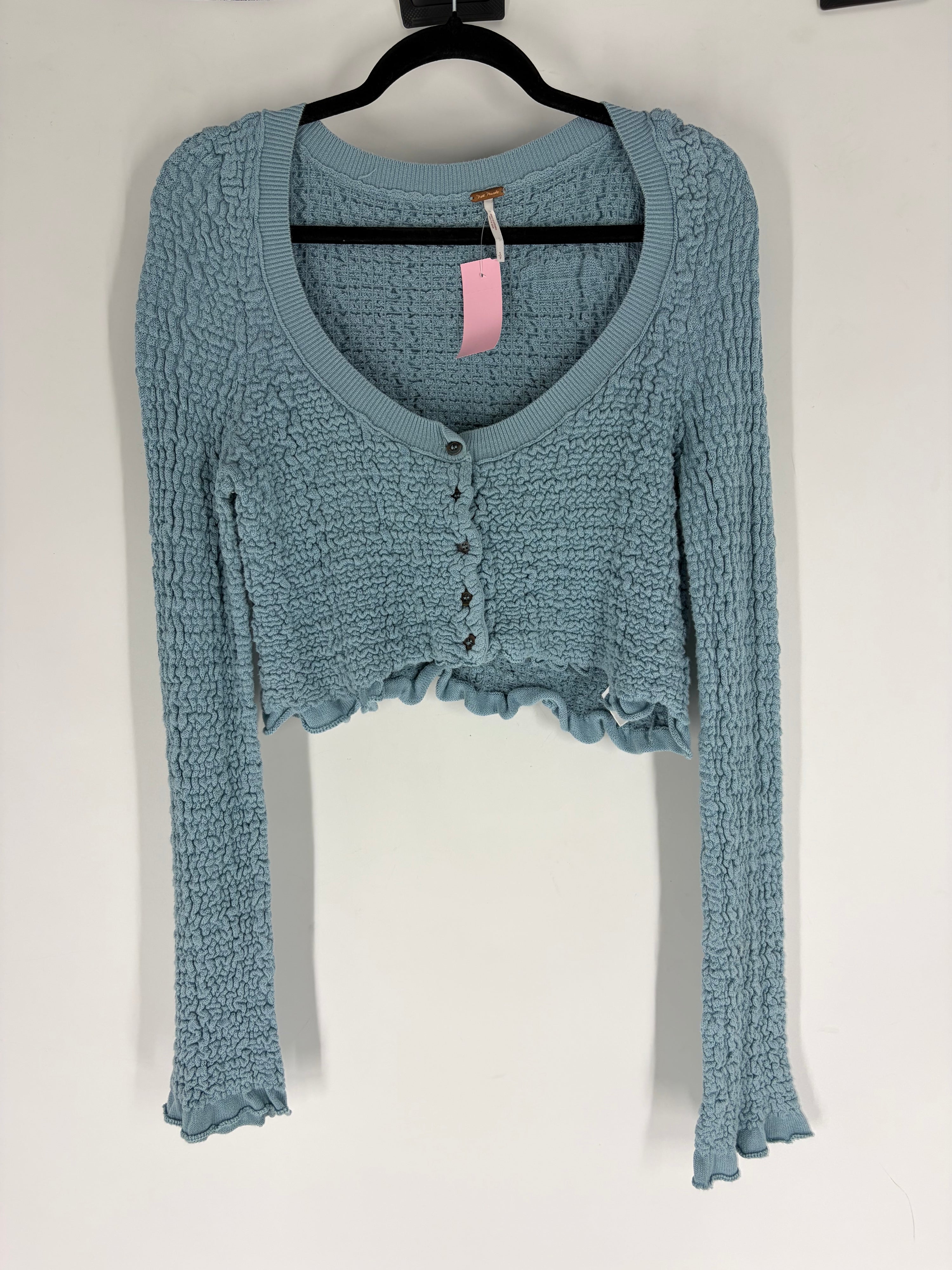 Blue Free People textured cardigan, S