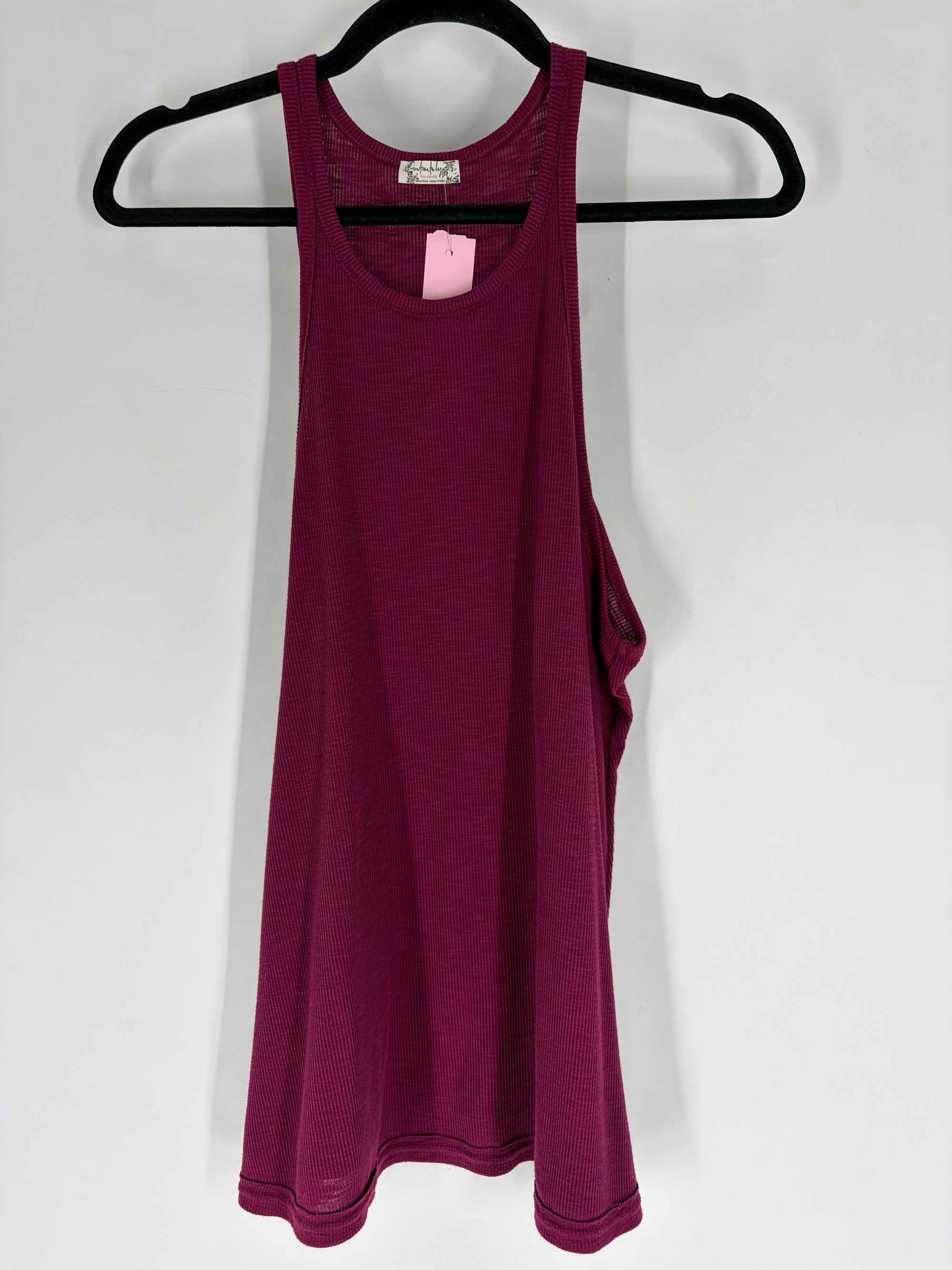 Maroon Free People ribbed racerback, L