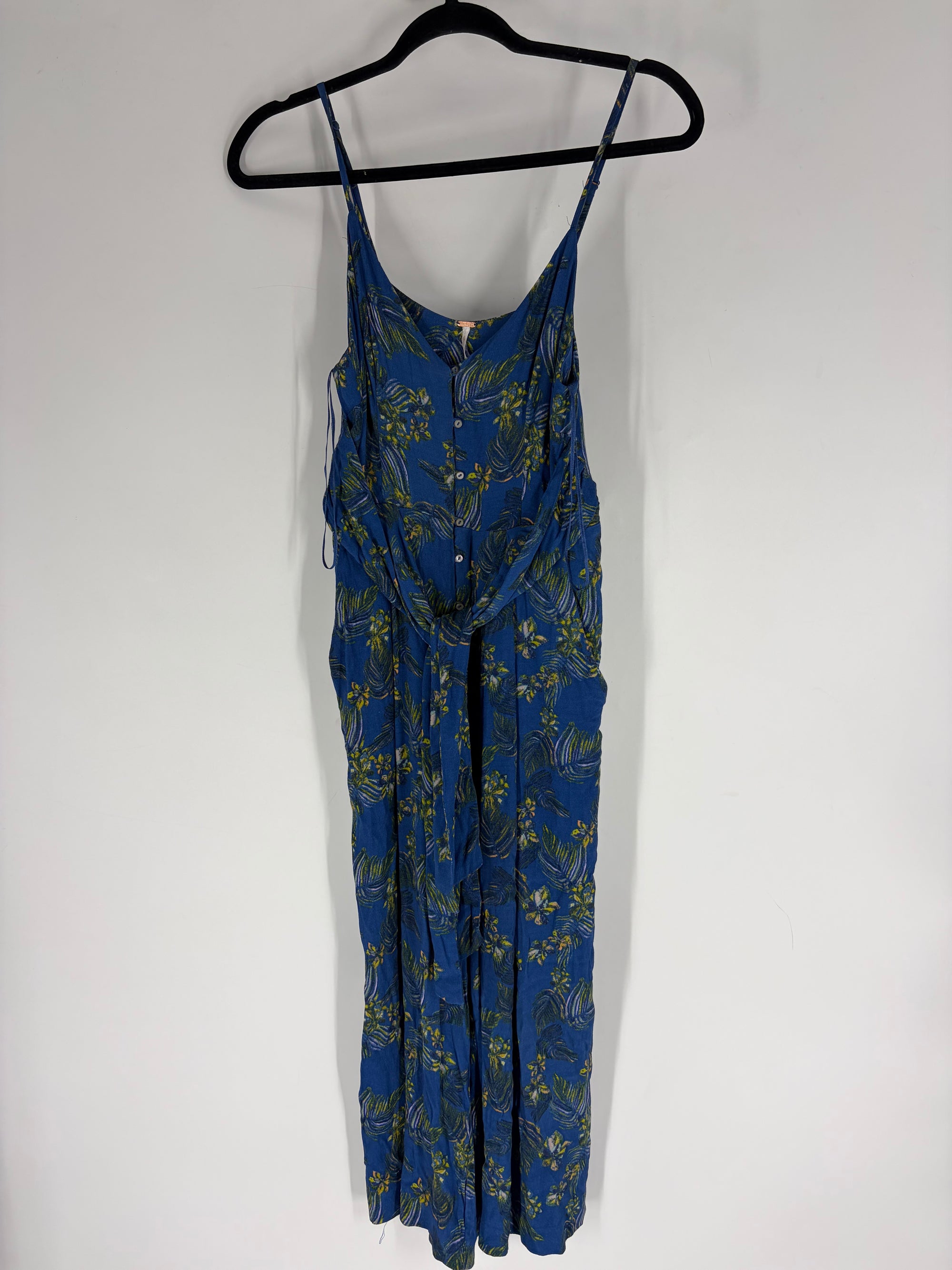 Blue Free People feather jumpsuit, S