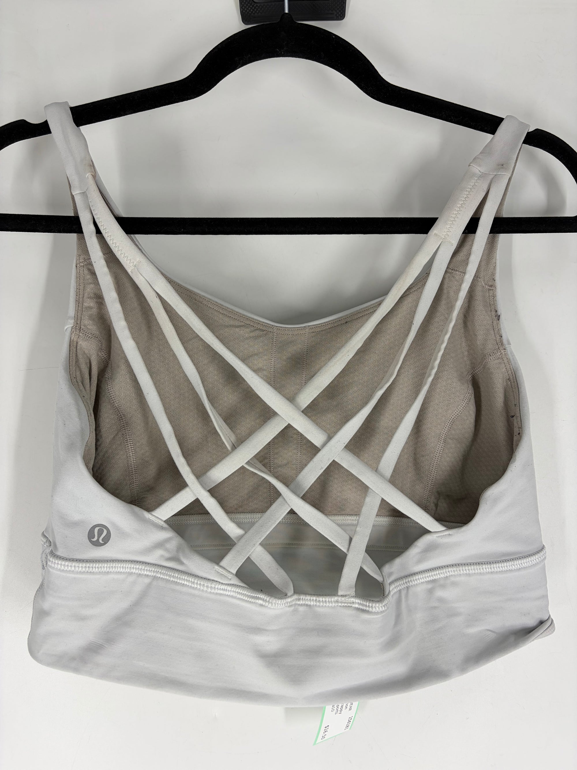 white lululemon strappy back sports bra, 10