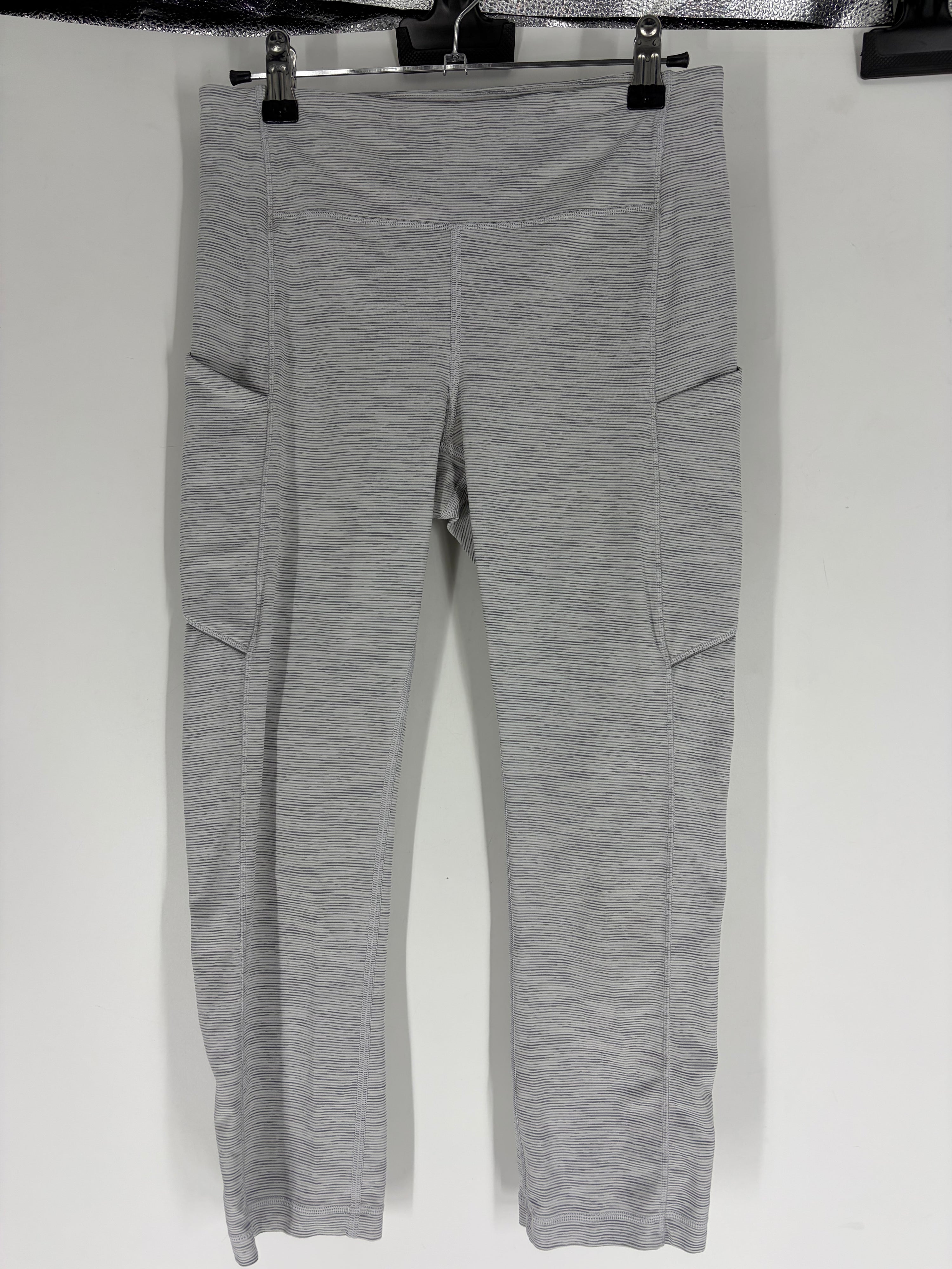 Gray Lululemon striped crop leggings, 6
