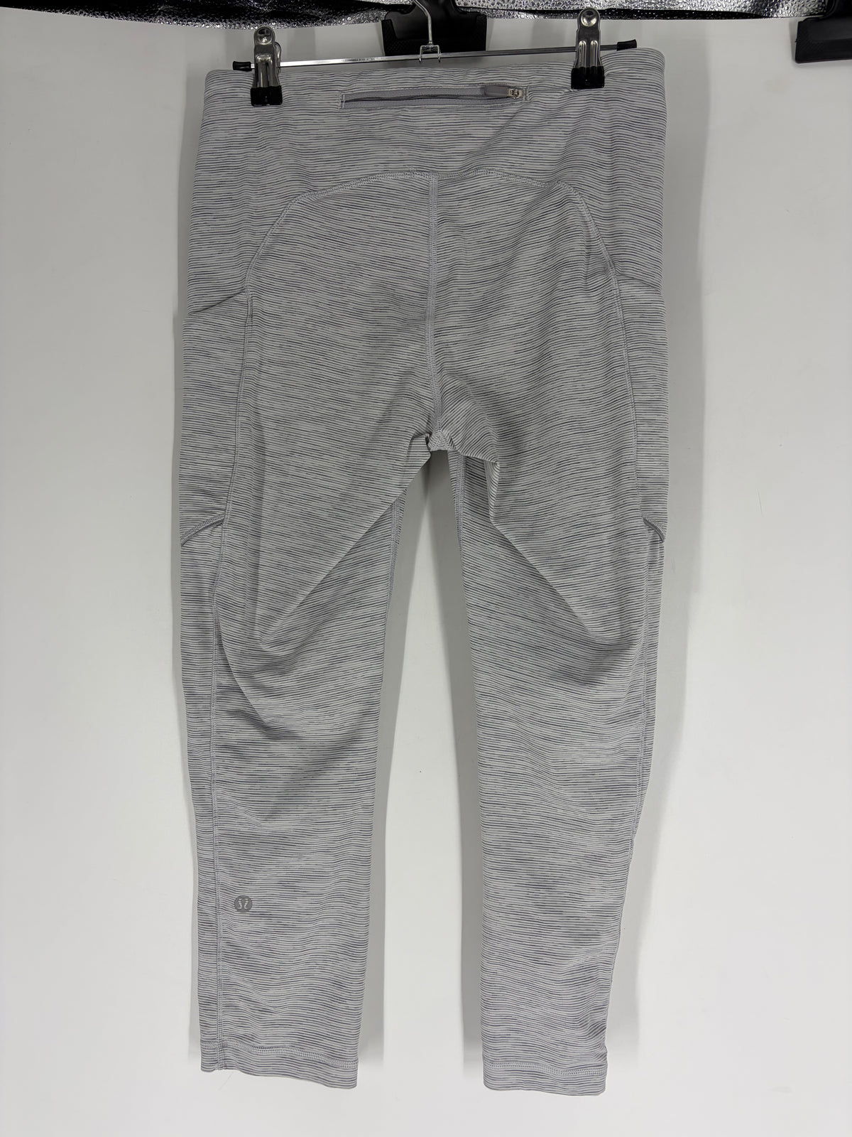 Gray Lululemon striped crop leggings, 6