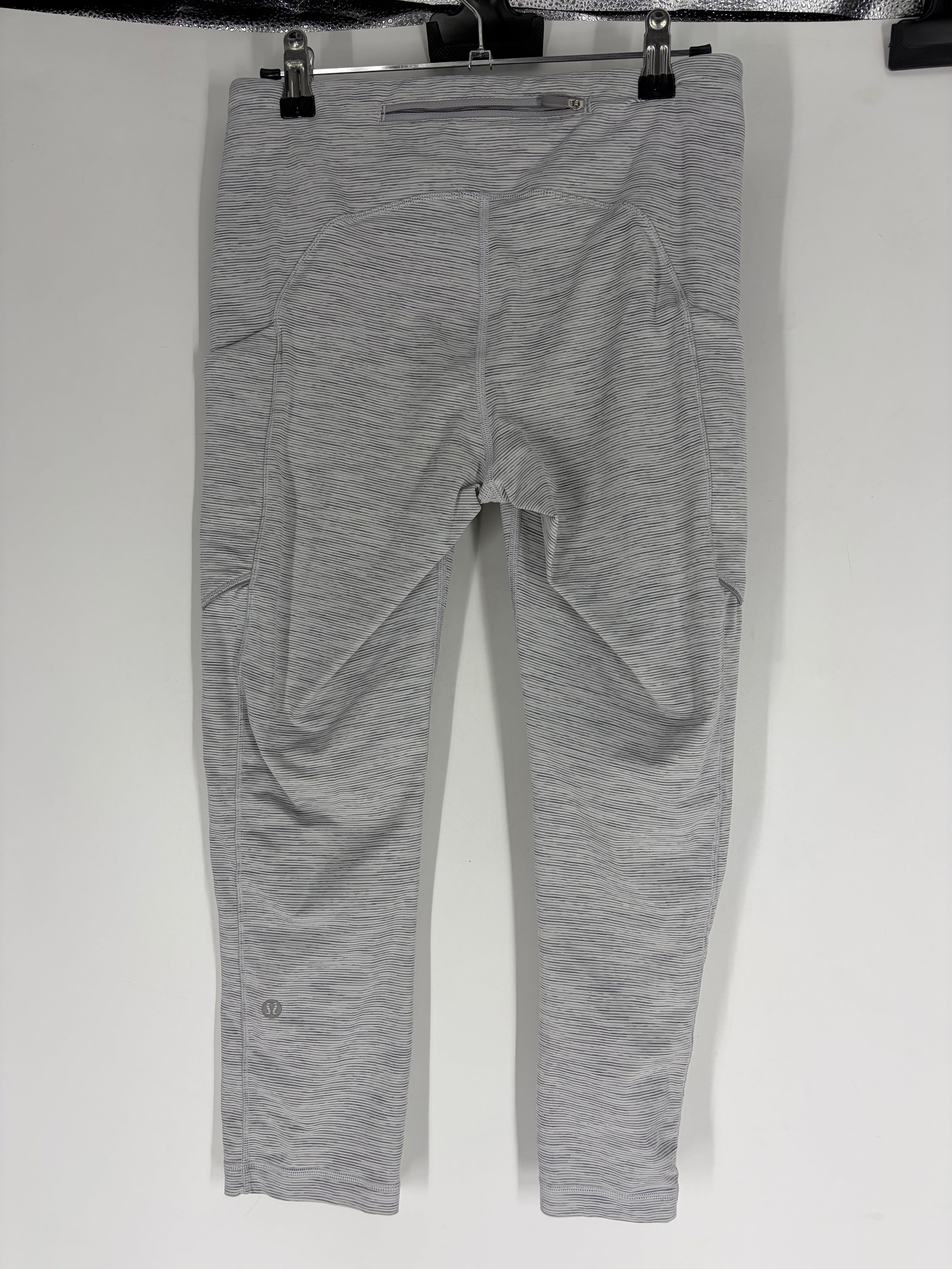 Gray Lululemon striped crop leggings, 6