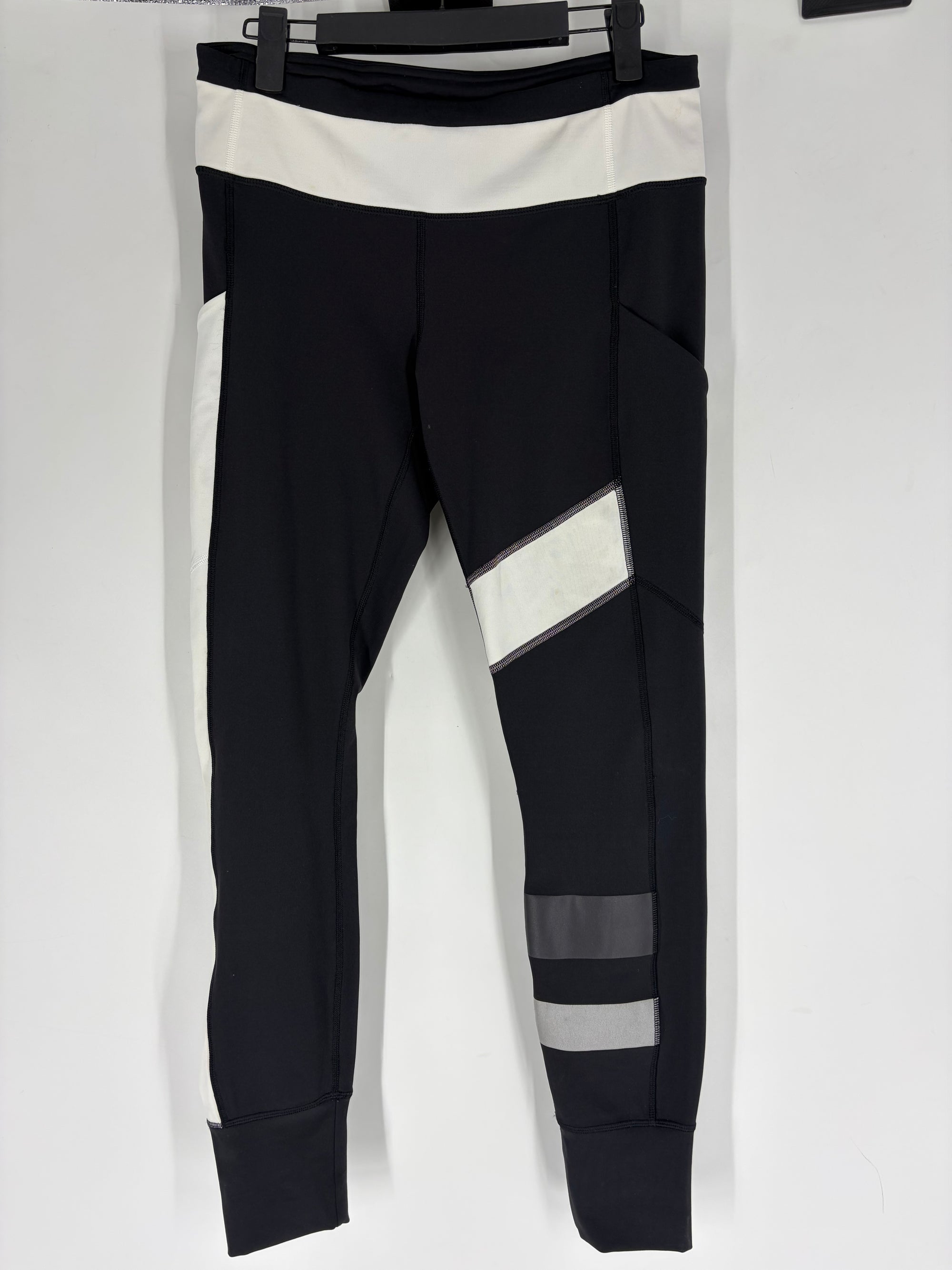 black/white/grey Lululemon Color Block Leggings, 8