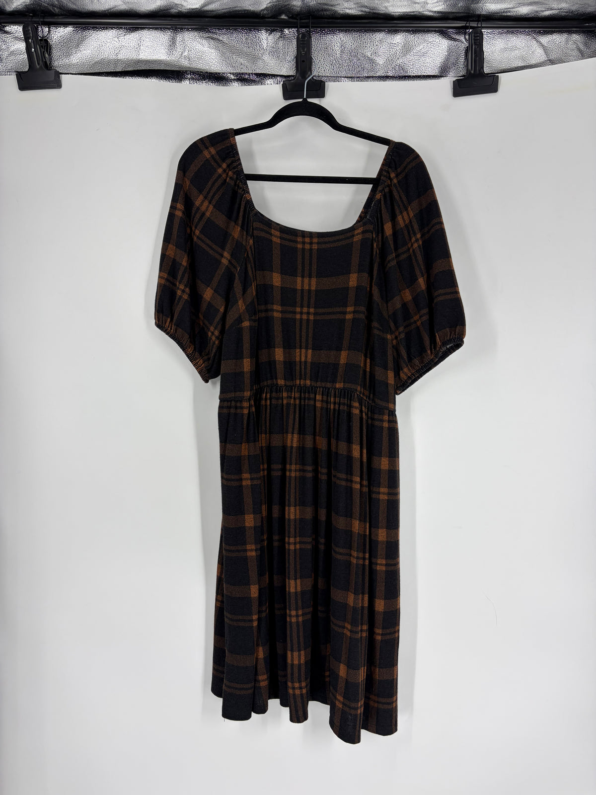 black/brown Lane Bryant plaid mini, XL