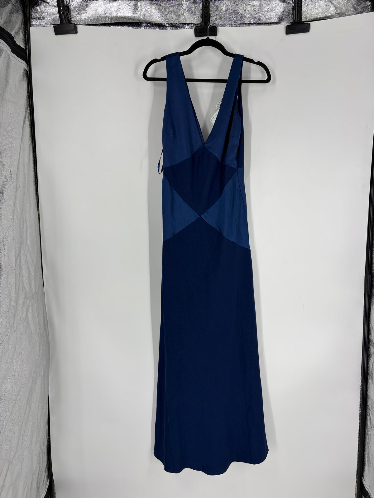 Blue Selfie Leslie maxi Satin panel Dress, M