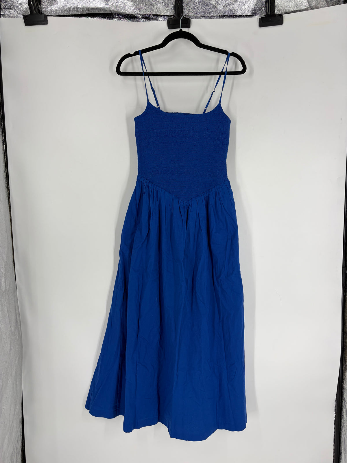 blue Abercrombie + Fitch smocked maxi NWT, M