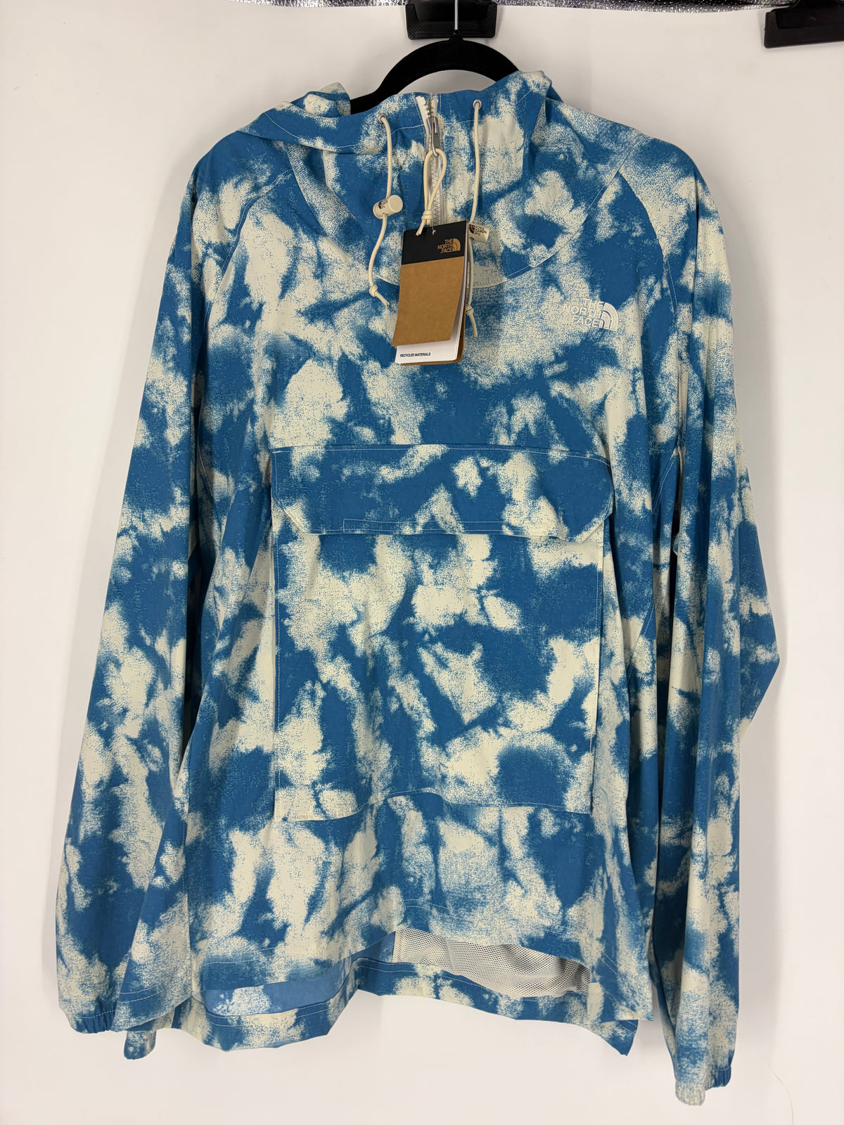 blue The North Face relaxed fit tie dye windbreaker, L