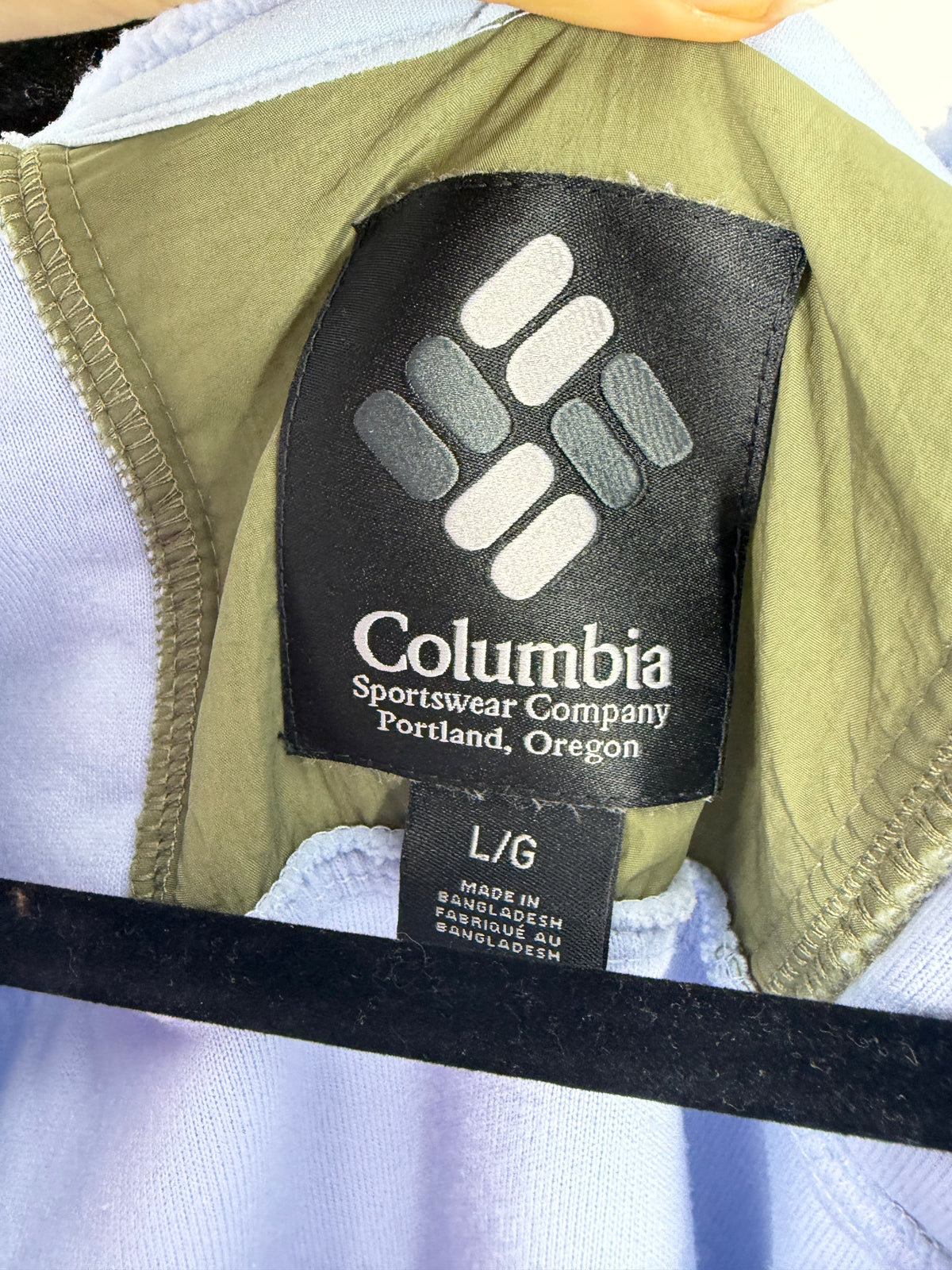 blue columbia sherpa corduroy pullover, L