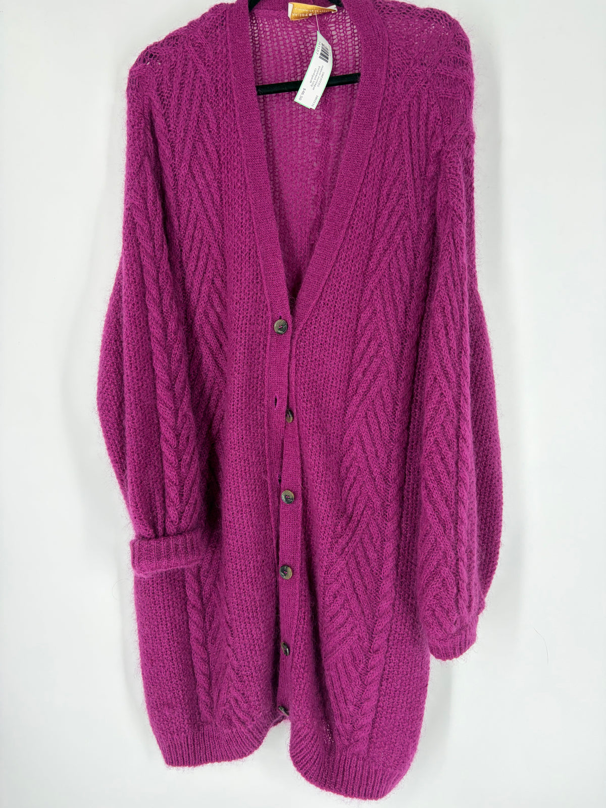 purple maison montague knit long cardigan, M