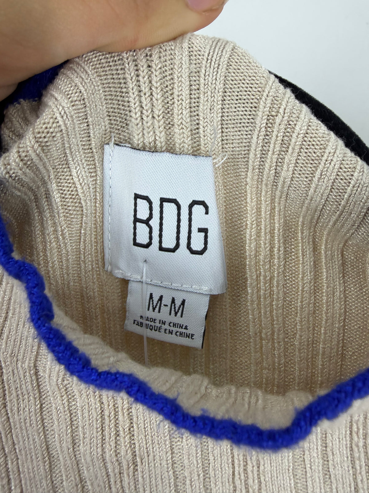 Cream BDG Open Back mock neck knit, M